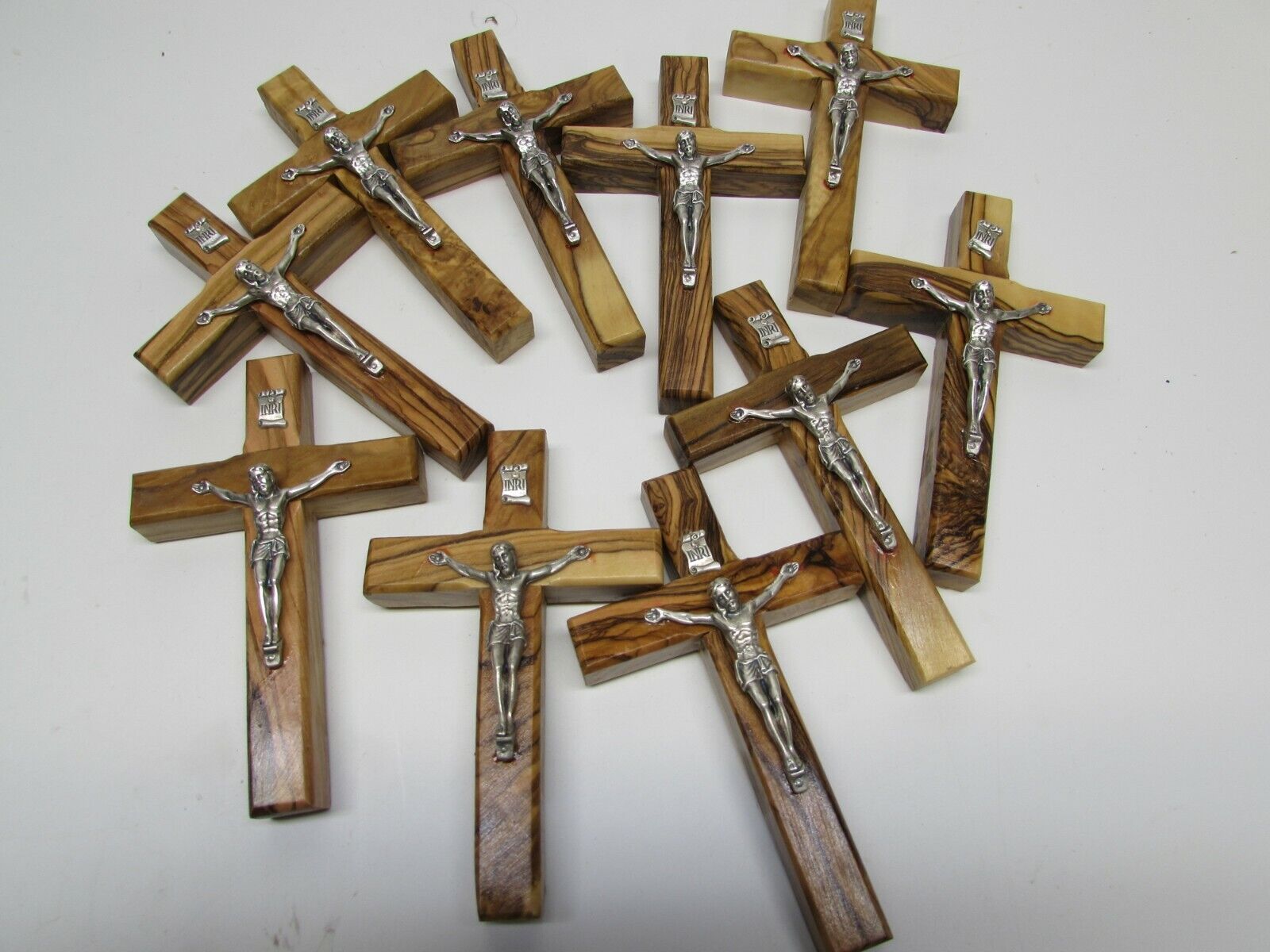 Lot of 10 - Olive Wood Crucifix, Wall Cross Holy Land - Bethlehem, Jerusalem