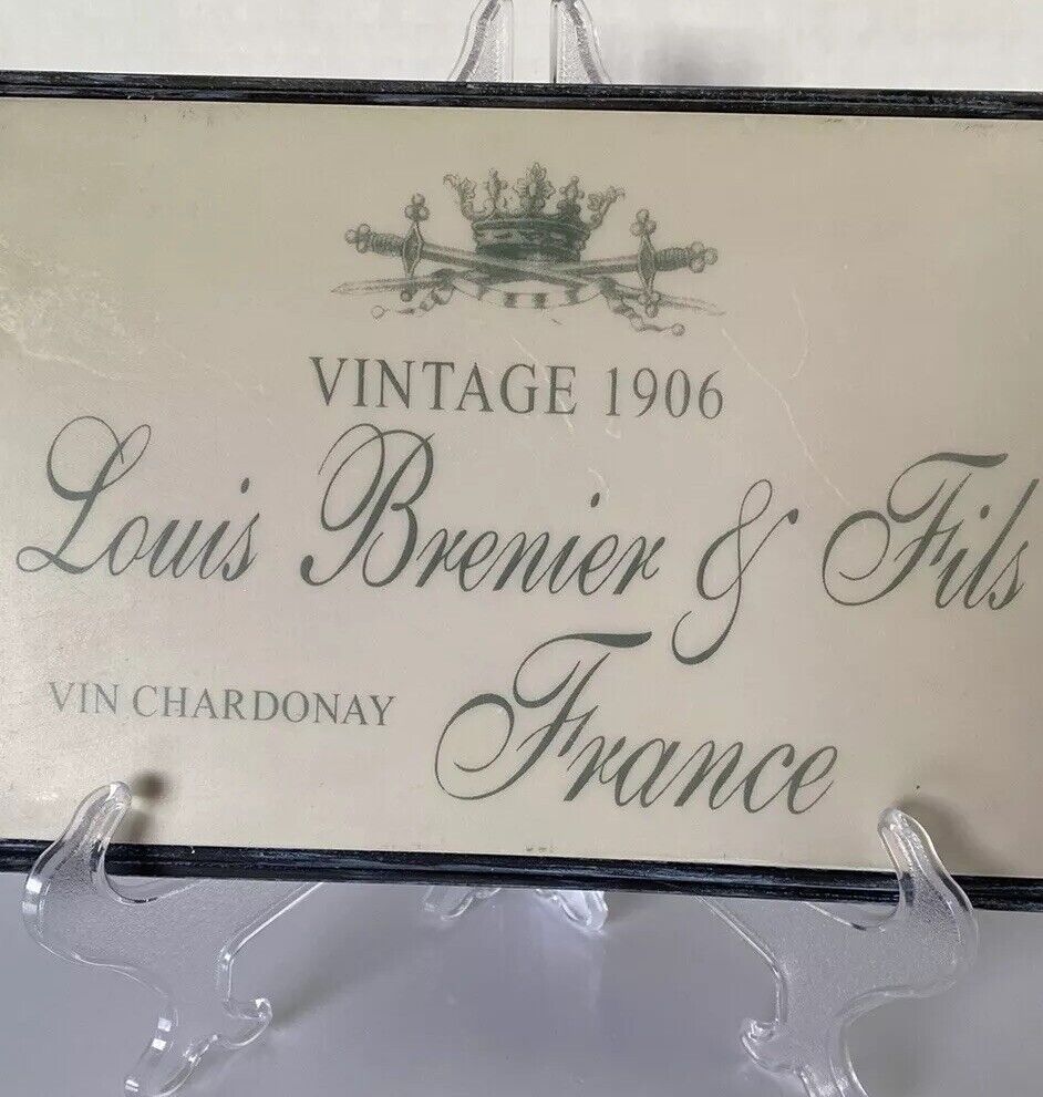 Louis Bernier Chardonnay Vin De France Vintage 1906 Stone Plaque Sign Decor