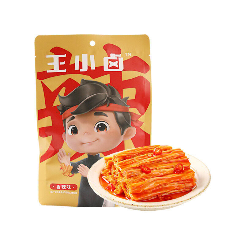 王小卤香辣腐竹105g*2 Chinese Snacks Spicy Bean Curd Stick  麻辣休闲小零食即食卤味熟食辣味素食