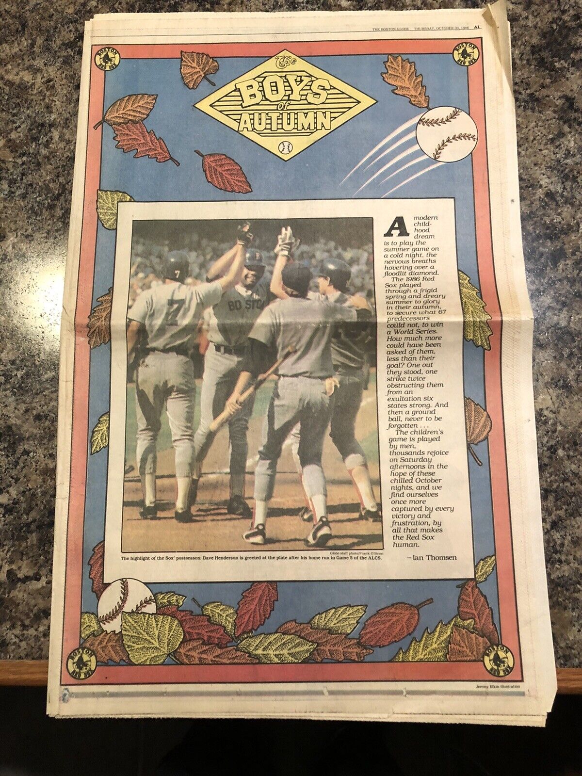 1986 Boston Red Sox Baseball Newspaper.  World Series