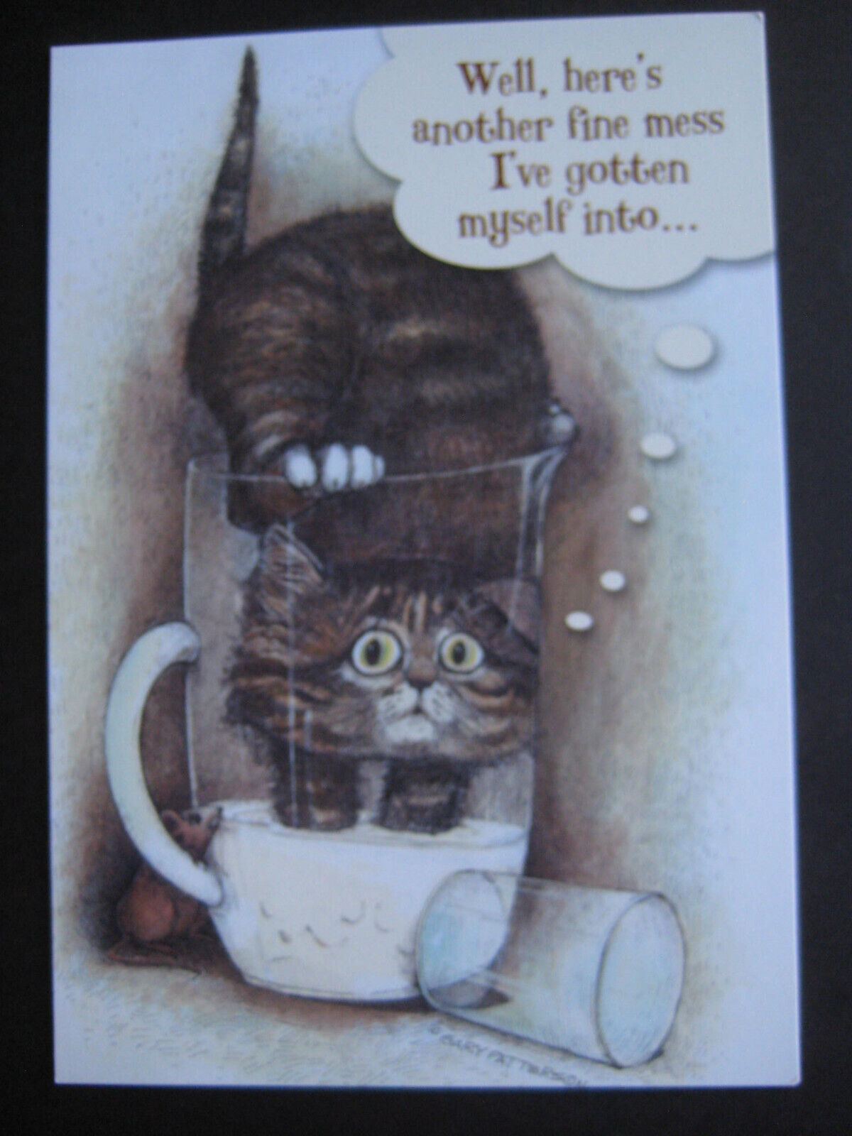 UNSIGNED 2008 vintage greeting card By Gary Patterson BELATED BIRTHDAY Cat Stuck