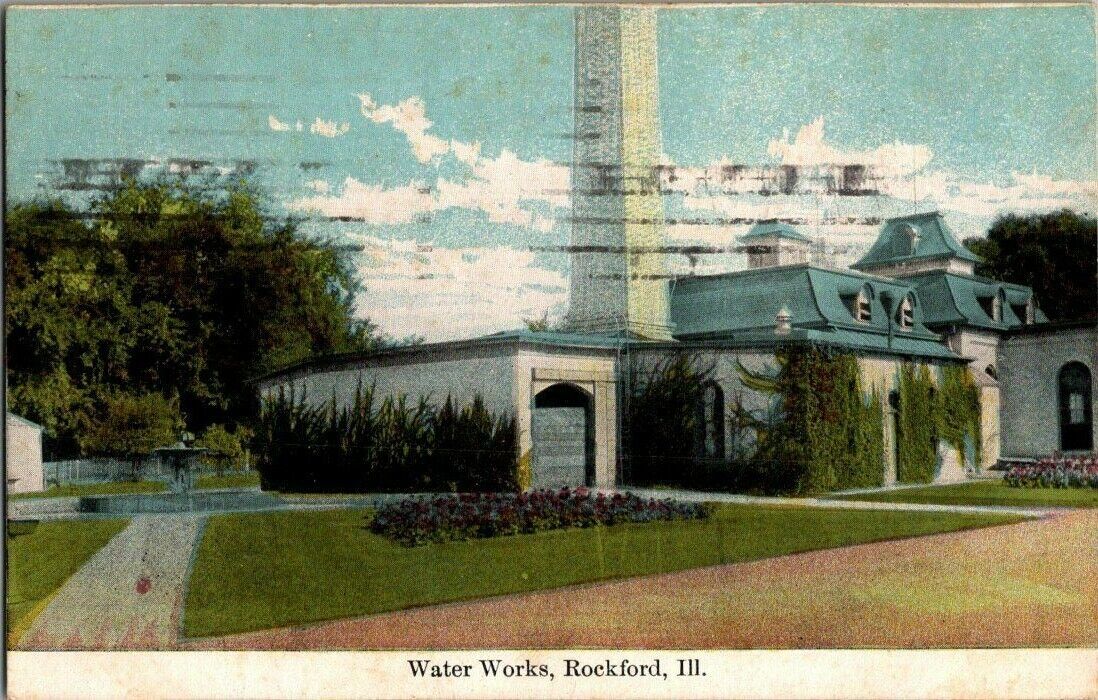1909. ROCKFORD,ILL. WATER WORKS. POSTCARD U24