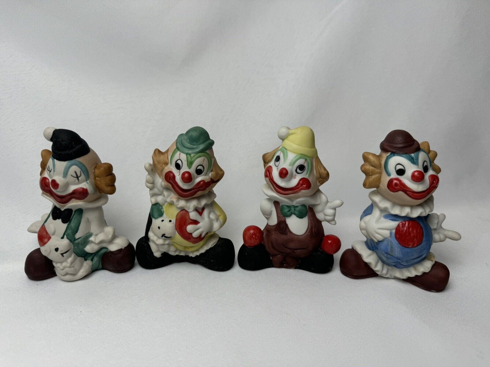 Vintage Chalkware Clown Norcrest Set Of 4