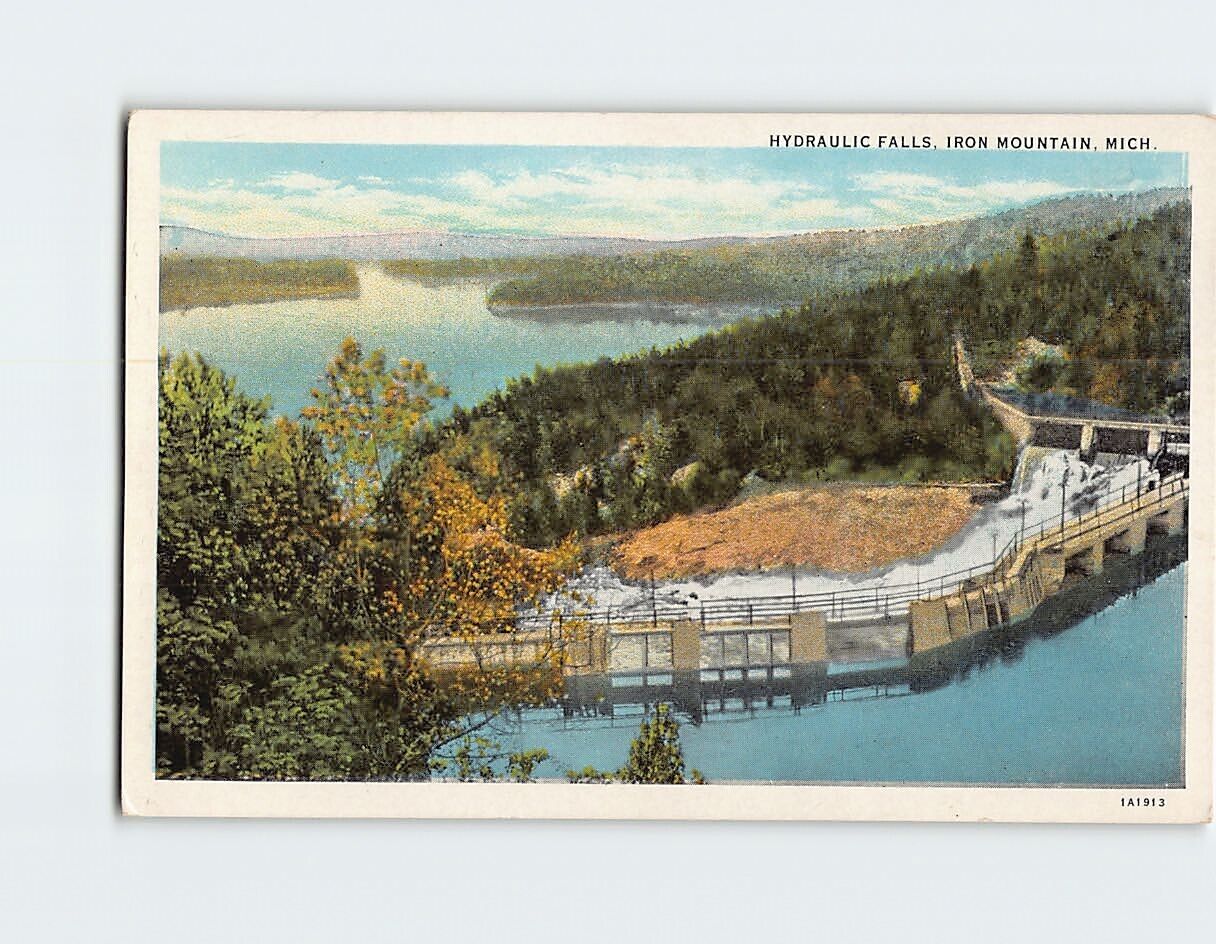 Postcard Hydraulic Falls, Iron Mountain, Michigan