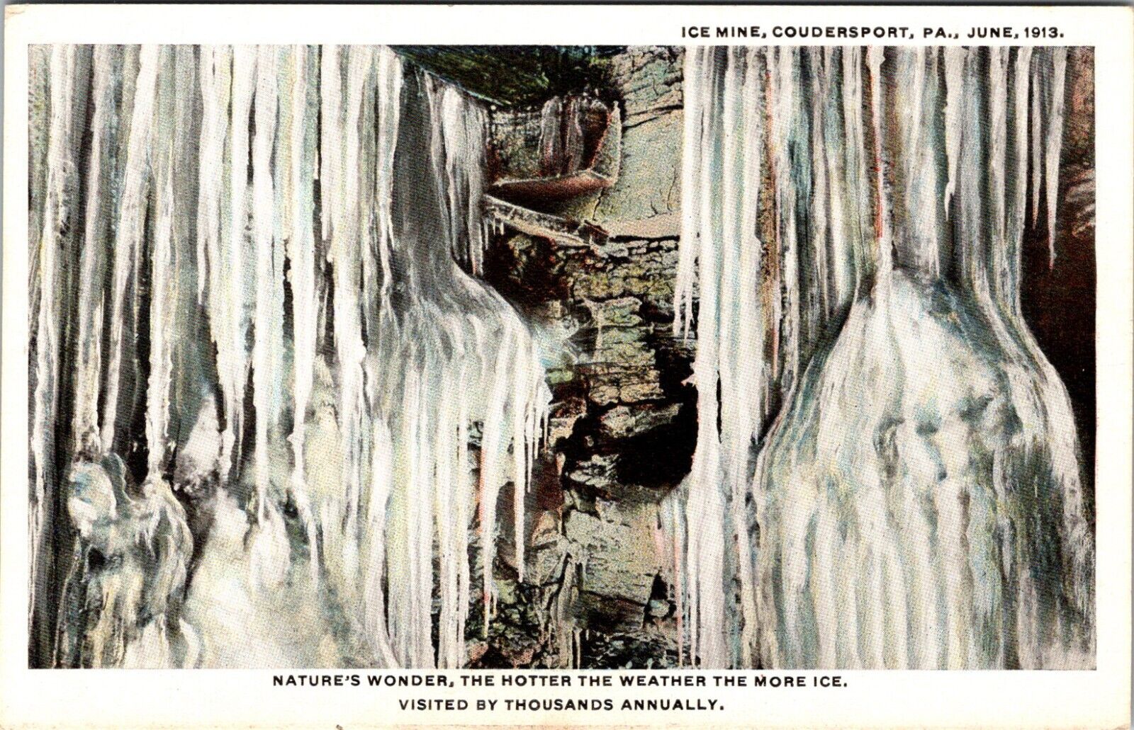 Coudersport, PA Ice Mine Wall of Ice Nature\'s Wonder Antique 1913 Postcard A102