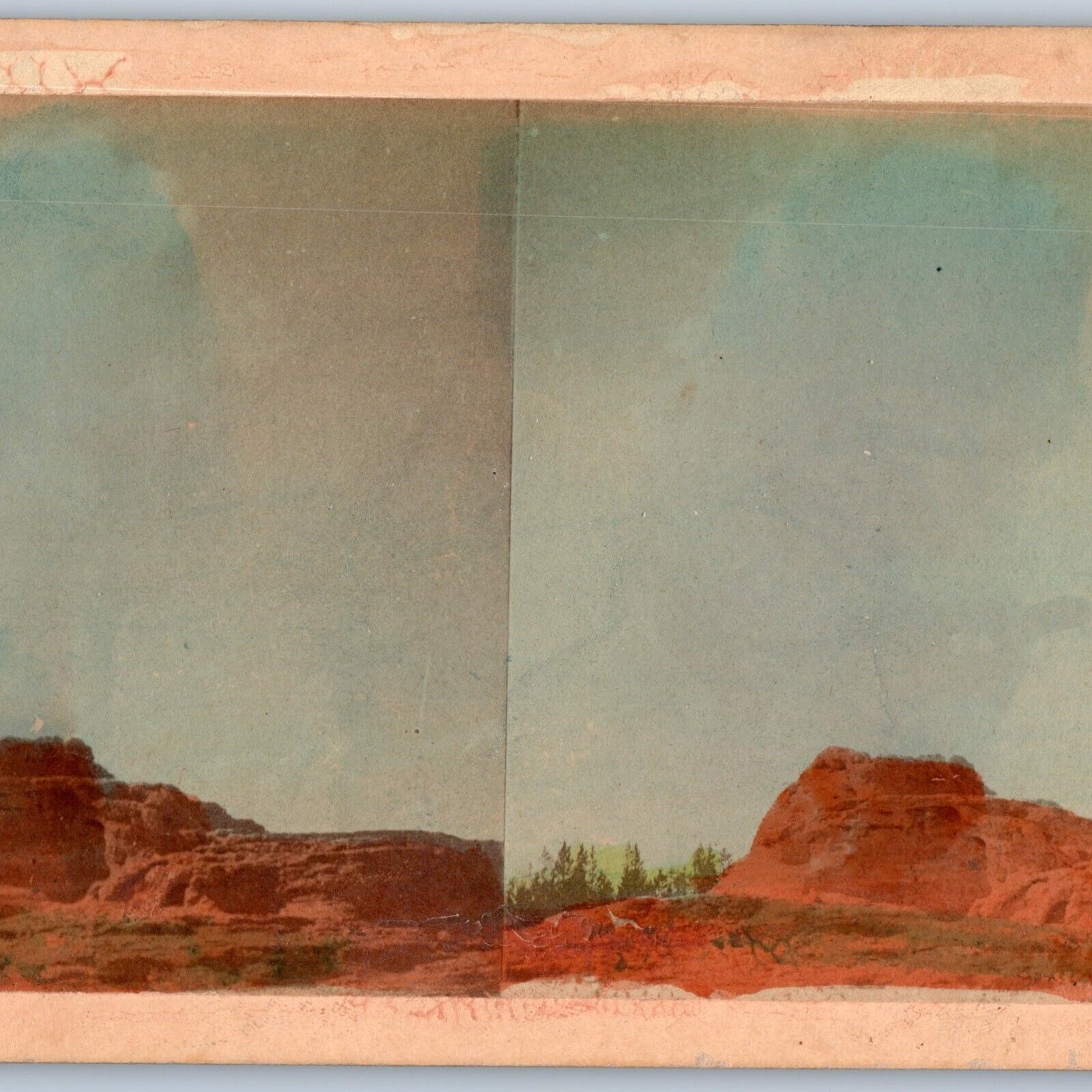 c1890s Yellowstone Park Unknown Landmark Hand Colored Stereoview Real Photo V38