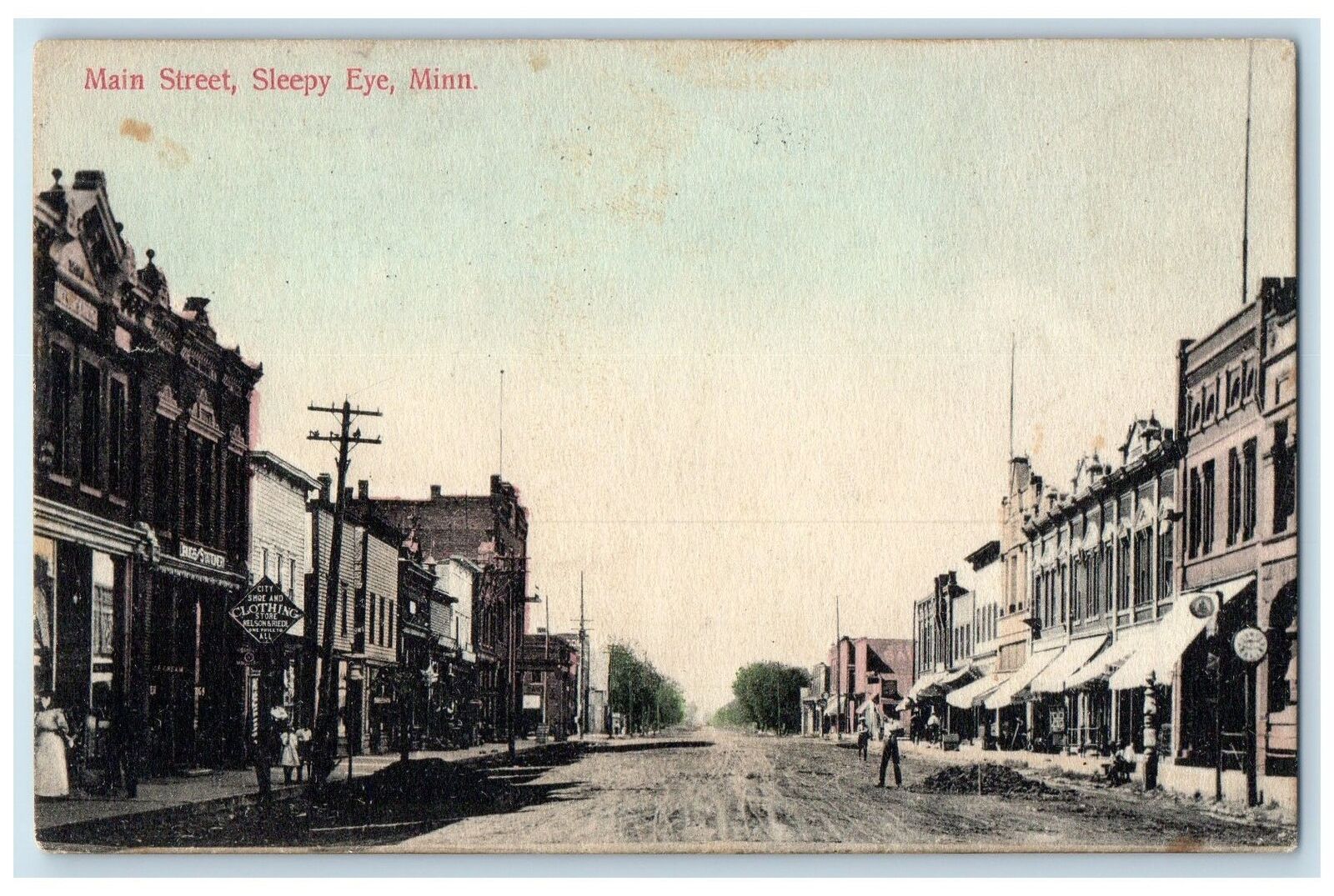 1910 Main Street Business District Scene Sleepy Eye Minnesota MN Posted Postcard