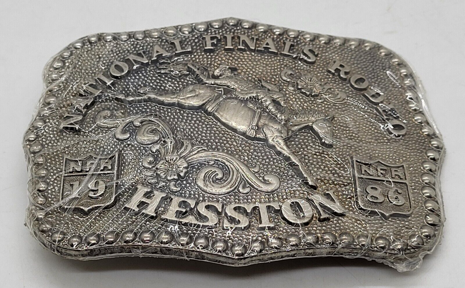 1986 Hesston National Finals Rodeo Belt Buckle, Limited Collector\'s Buckle, NEW