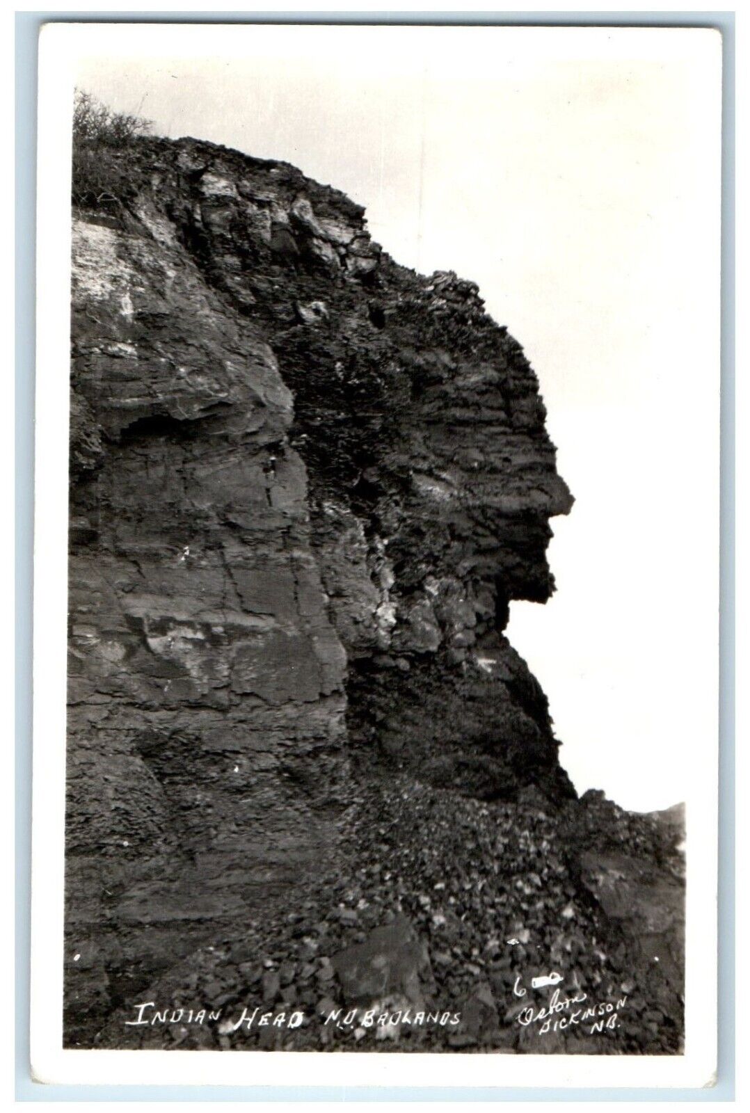c1940\'s Indian Head Badlands North Dakota ND Osborn RPPC Photo Vintage Postcard