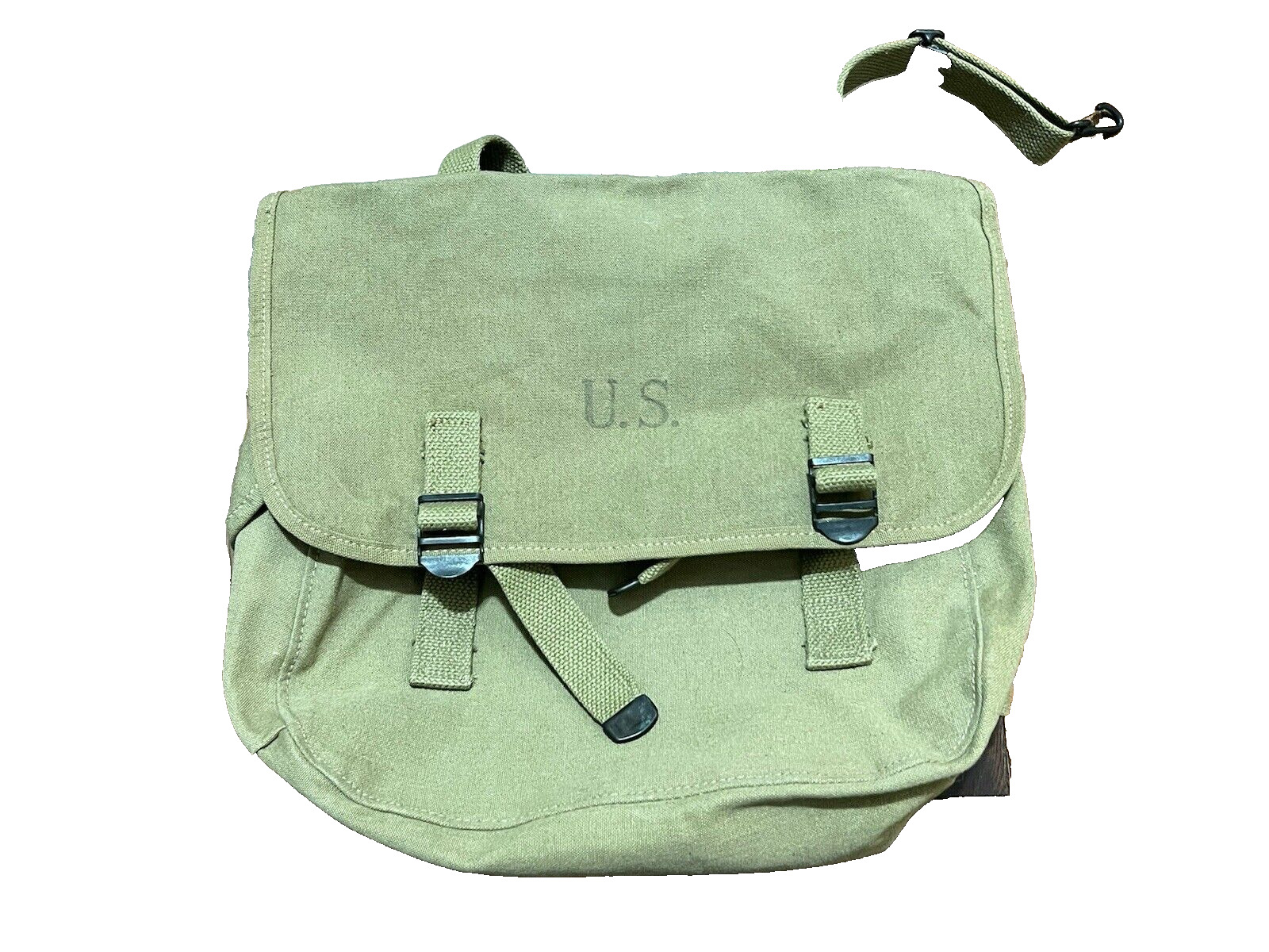 🔥RARE WWII US Army M1928 Musette Bag Dated 1941 + Shoulder Strap~Green~Airborne