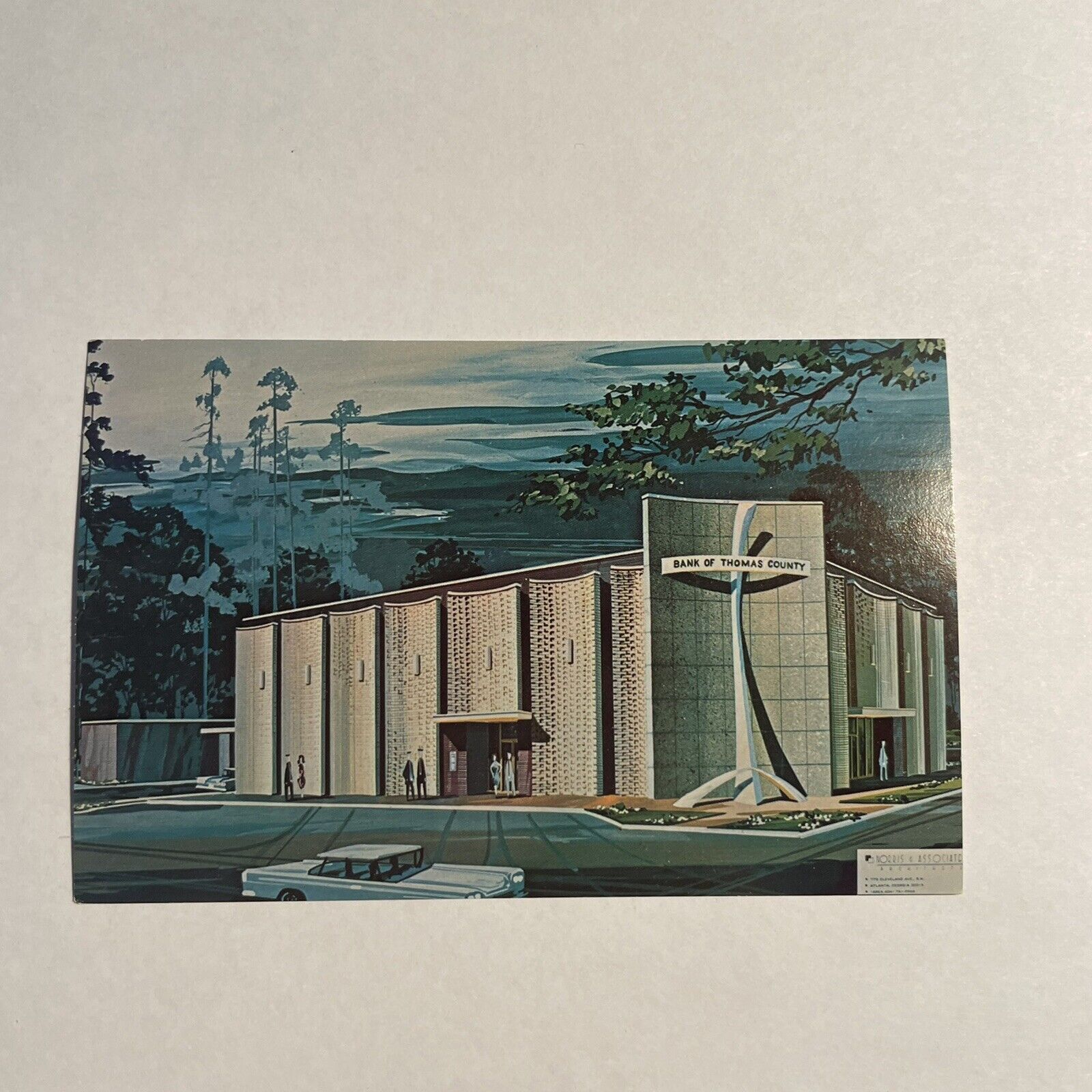 Bank Of Thomas County Drawing Vintage Postcard Thomasville Ohio