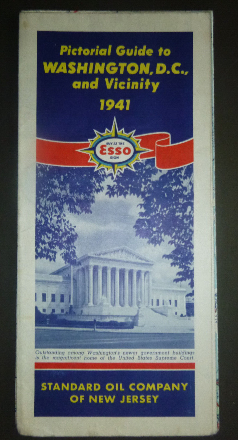 1941  Washington, D.C. street  road map Esso oil gas pictorial Supreme Court Bld