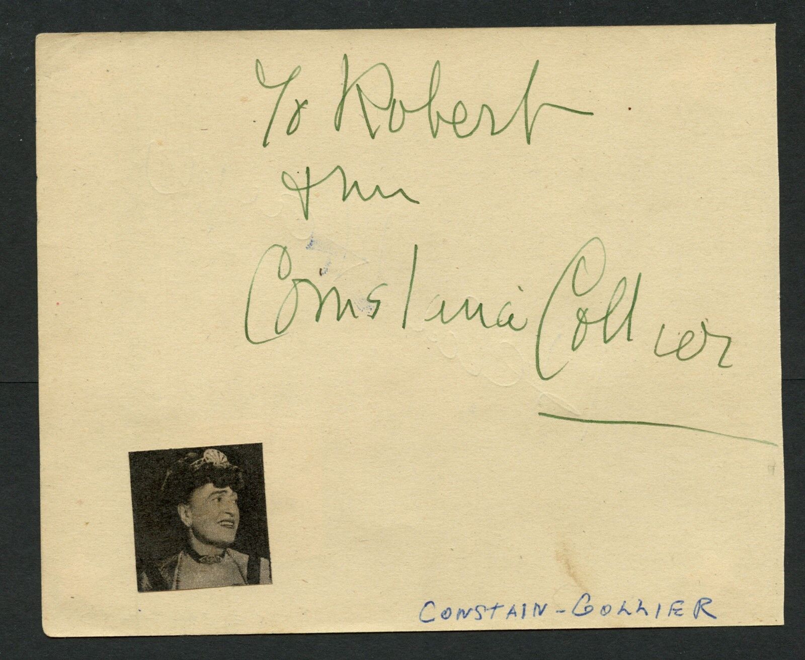 Constance Collier d 1955 & Helen Hayes d 1993 signed autograph 5x6 Album Page U4