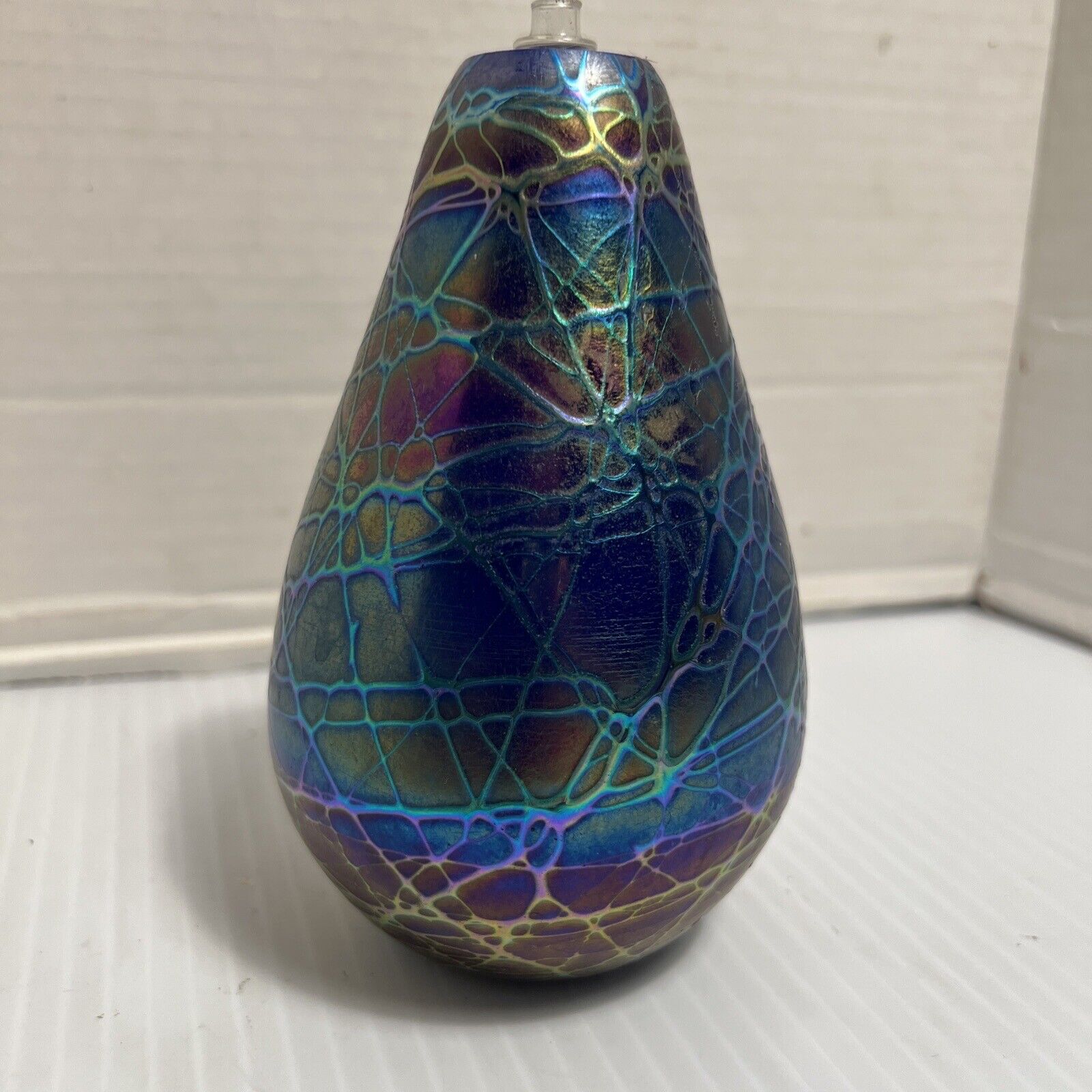 California Glass Studio Hand Blown Incandescent Oil Lamp Blues Purples