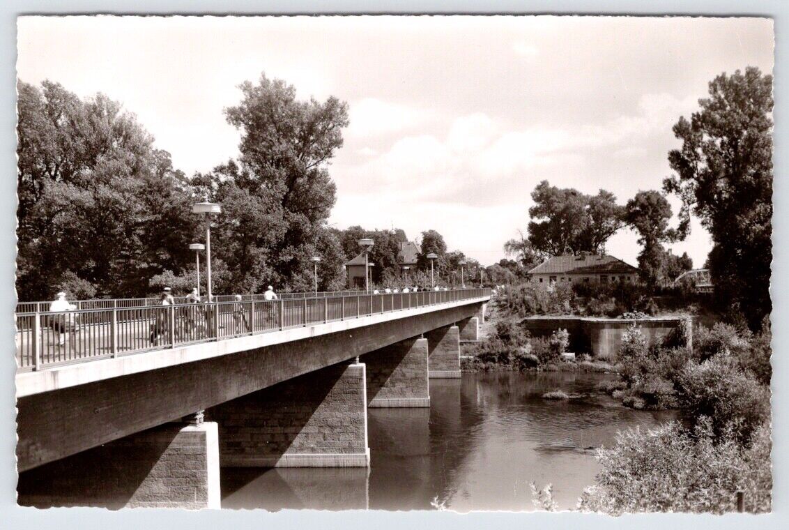 RPPC Postcard The Main Bridge Schweinfurt Germany
