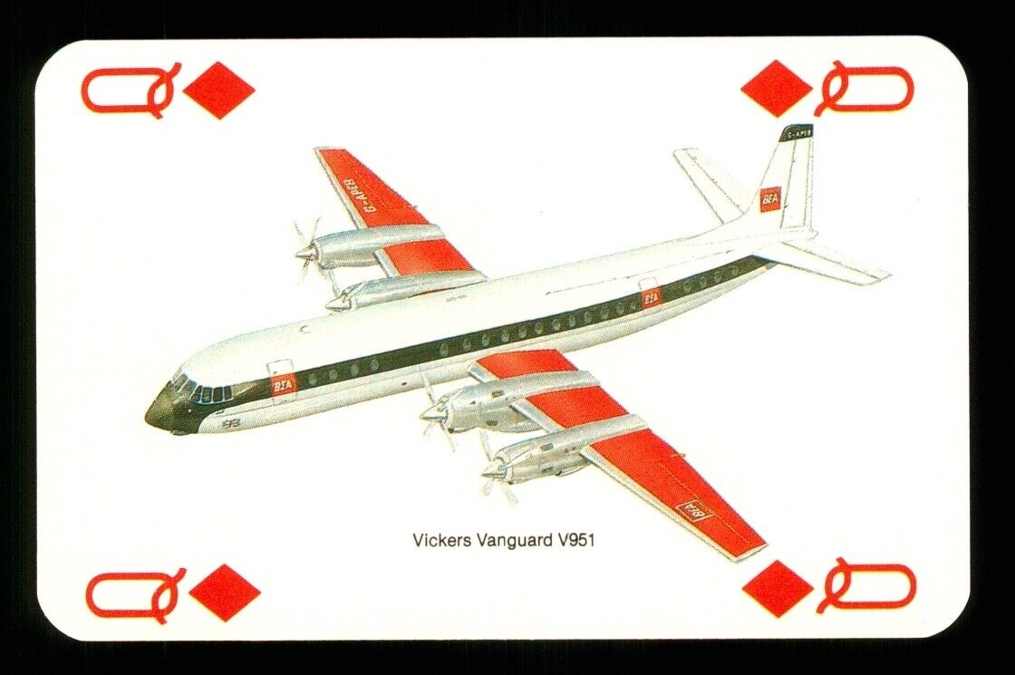 1 x playing card BA Vickers Vanguard V951 - Queen of Diamonds S23