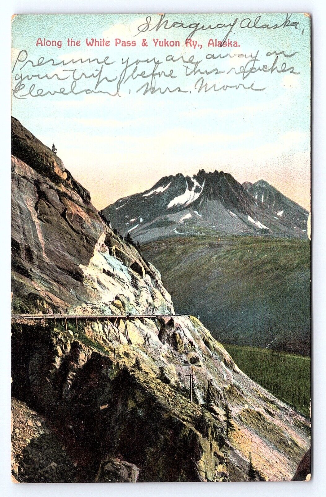 Postcard Along White Pass & Yukon Railway Alaska AK c.1909