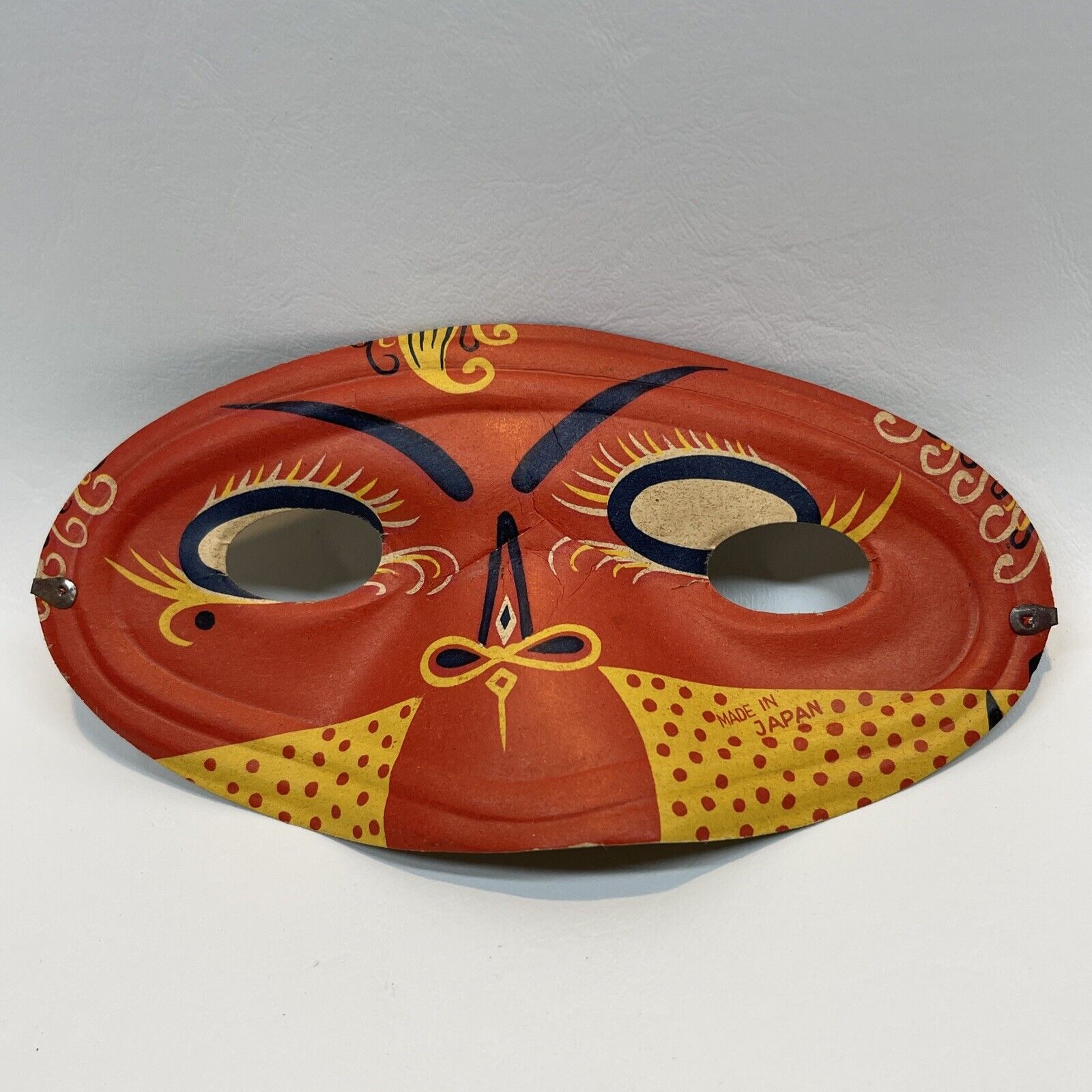 Vintage Paper Halloween Mask Made In Japan Orange Yellow PROP