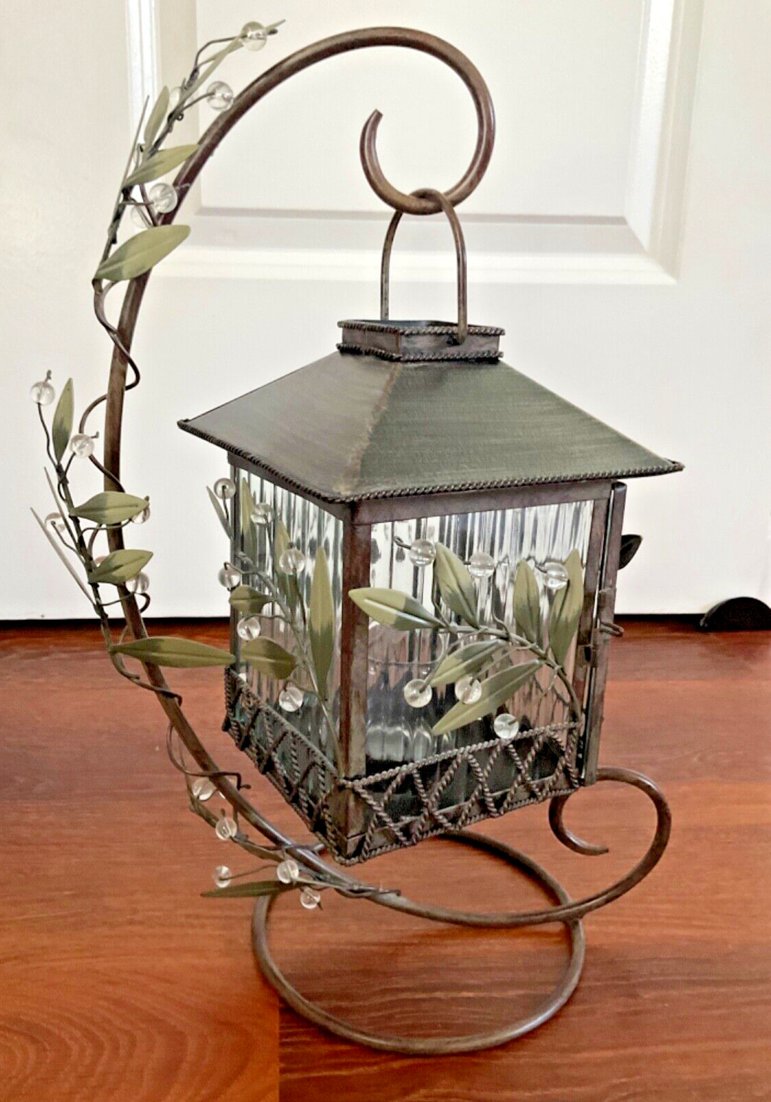 Vintage Retired PartyLite metal Pagoda Hanging Lantern Candle Holder Ivy w stand