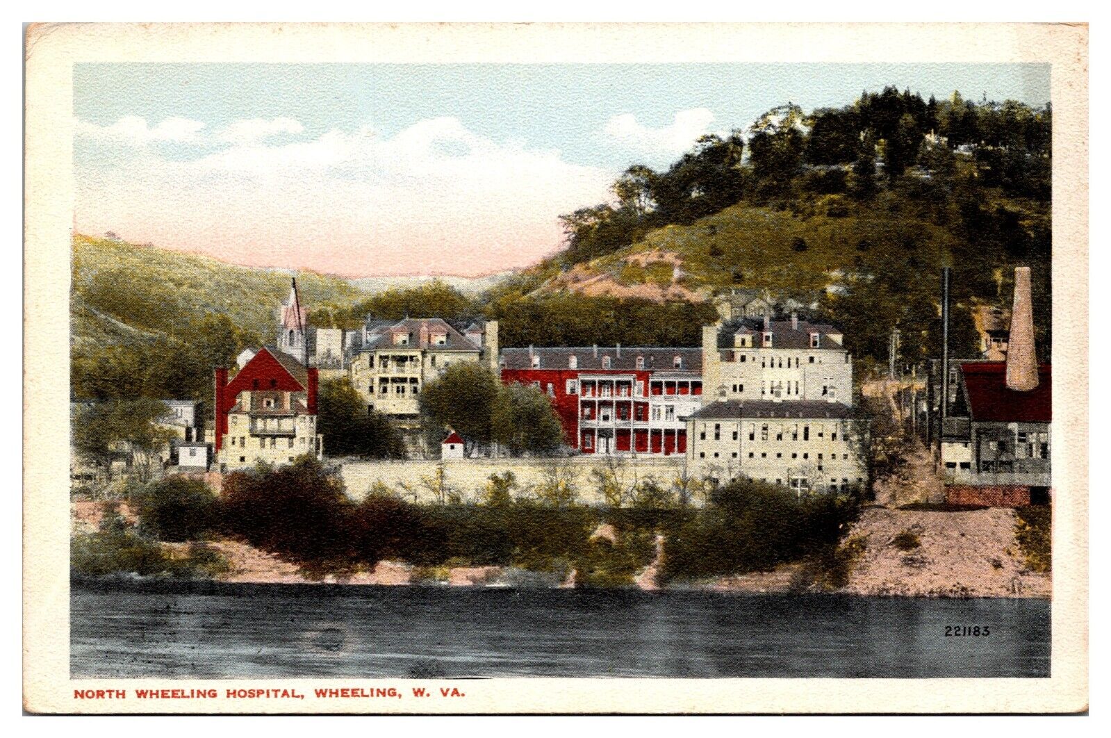 Antique North Wheeling Hospital, Wheeling, WV Postcard