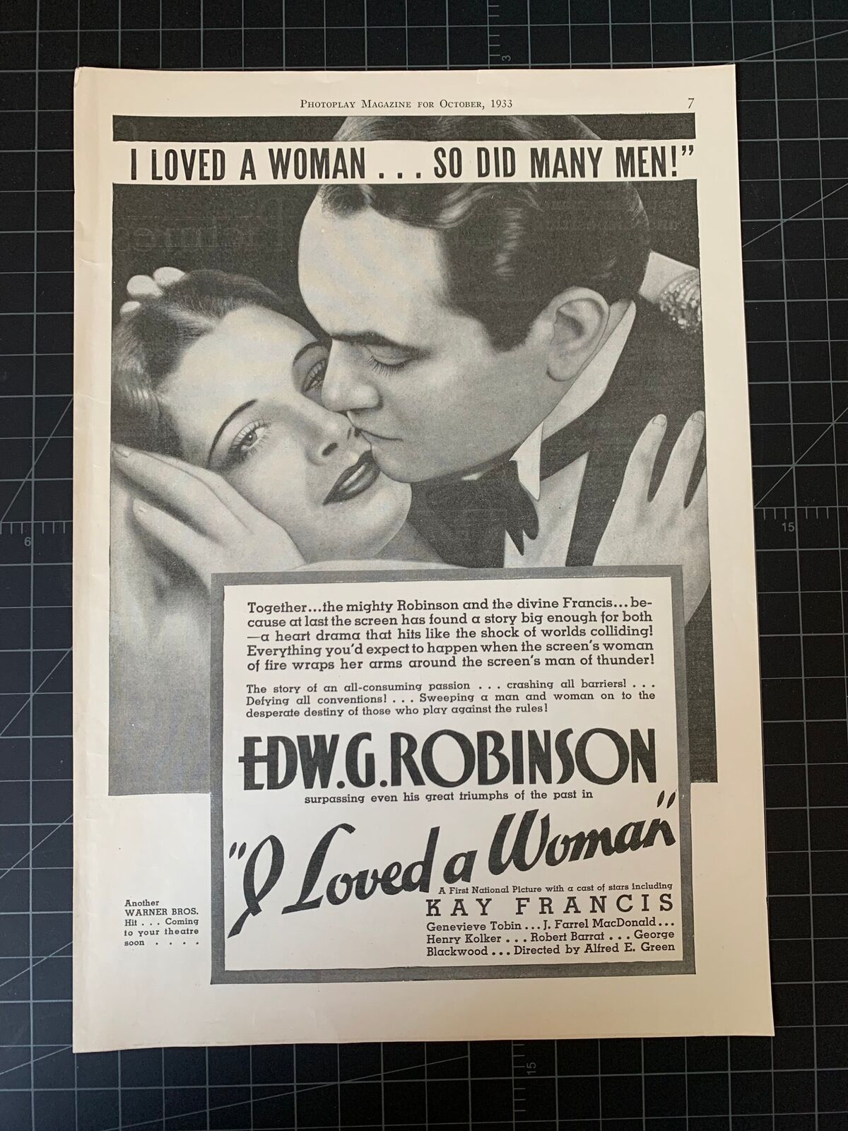 Vintage 1933 “I Loved A Woman” Film - EDW Robinson - Kay Francis