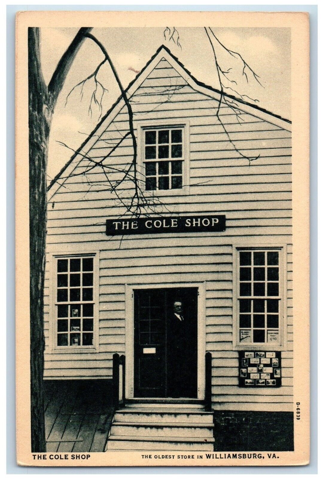 c1930's The Cole Shop Oldest Store In Williamsburg Virginia VA Vintage Postcard