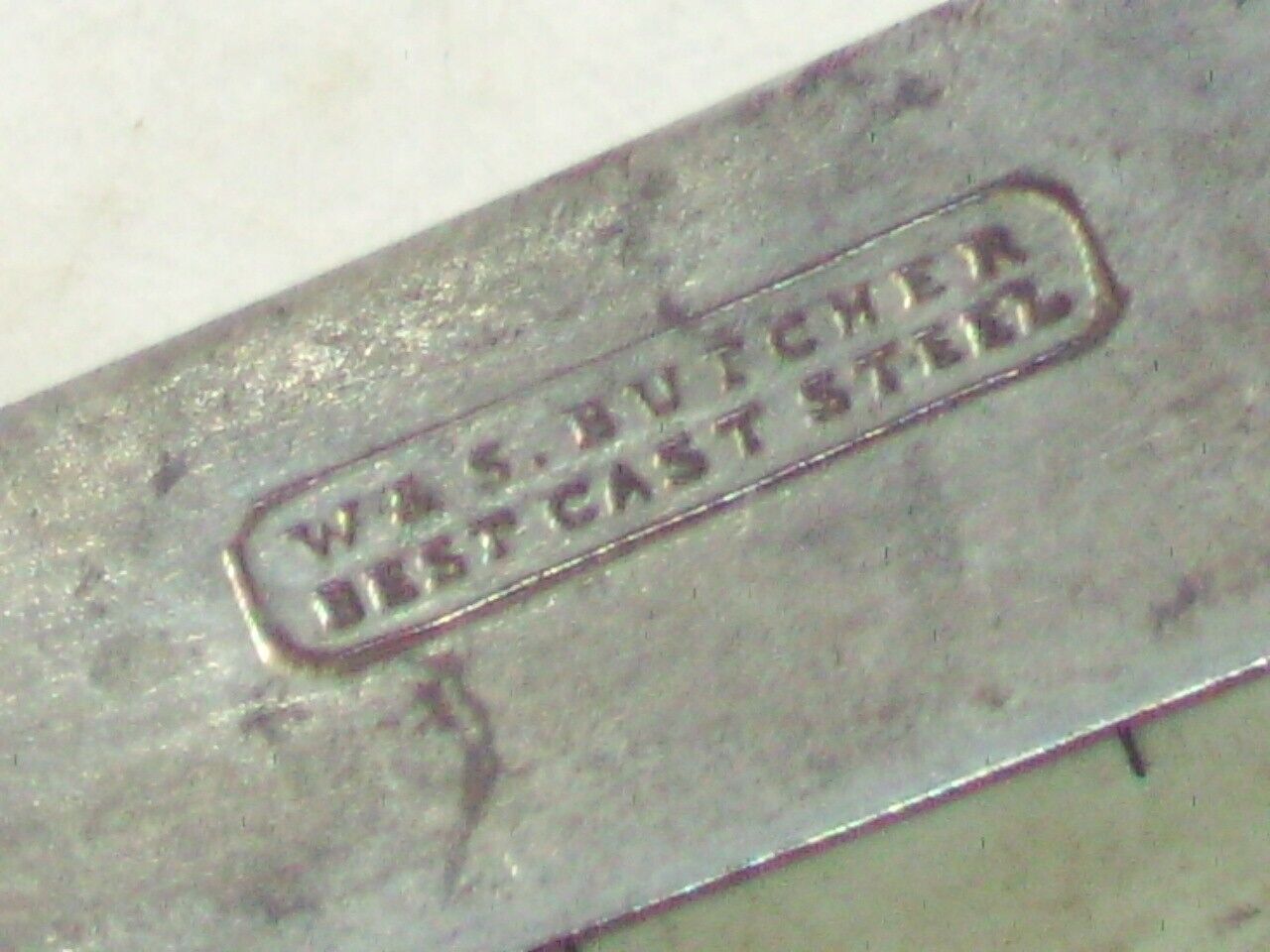 Vintage 1800's W & S. Butcher cast steel butter knife, white handle ?
