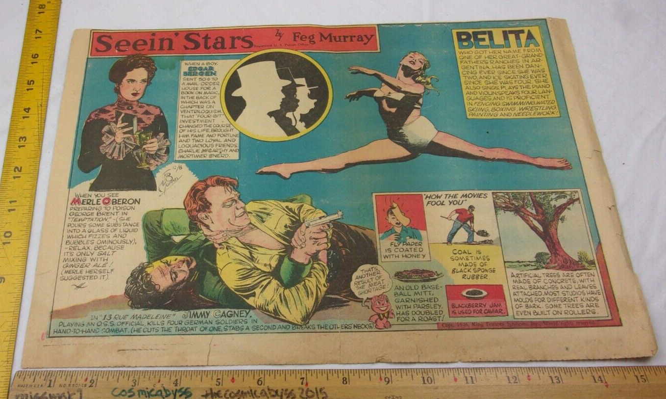 Belita Edgar Bergen Merle Oberon J Cagney Seein\' Stars Feg Murray 1946 panel aj