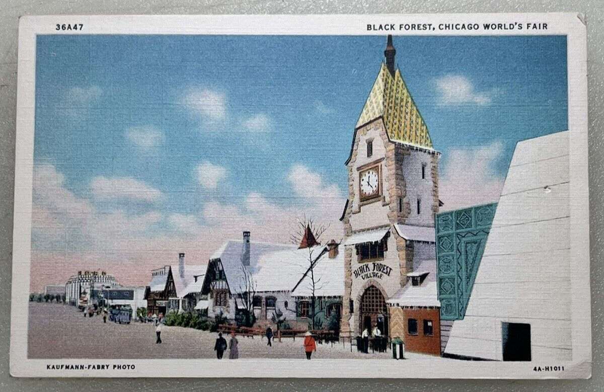 Vintage Linen Unused Postcard Black Forest Chicago World's Fair Curt Teich 36A47