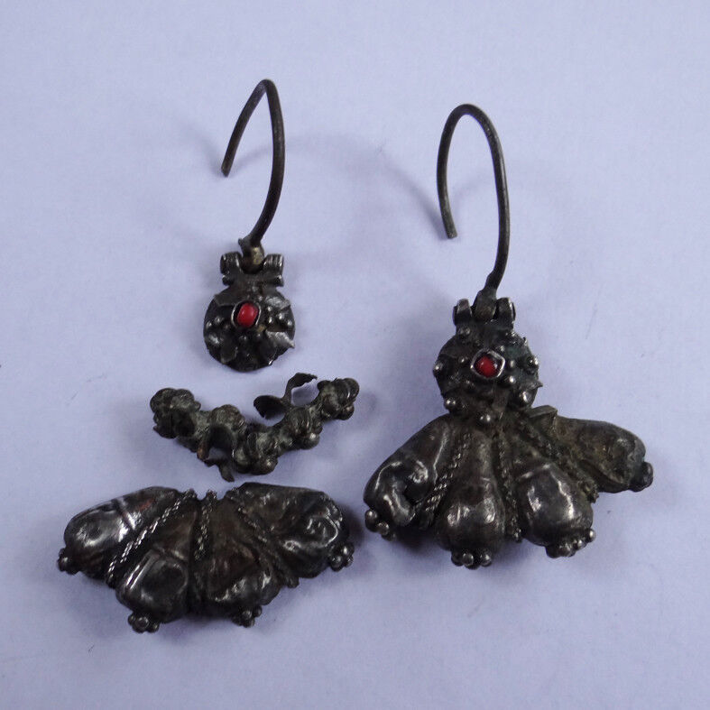 ANCIENT ARTIFACT THRACIAN SILVER UNIQUE EARINGS VERY OLD