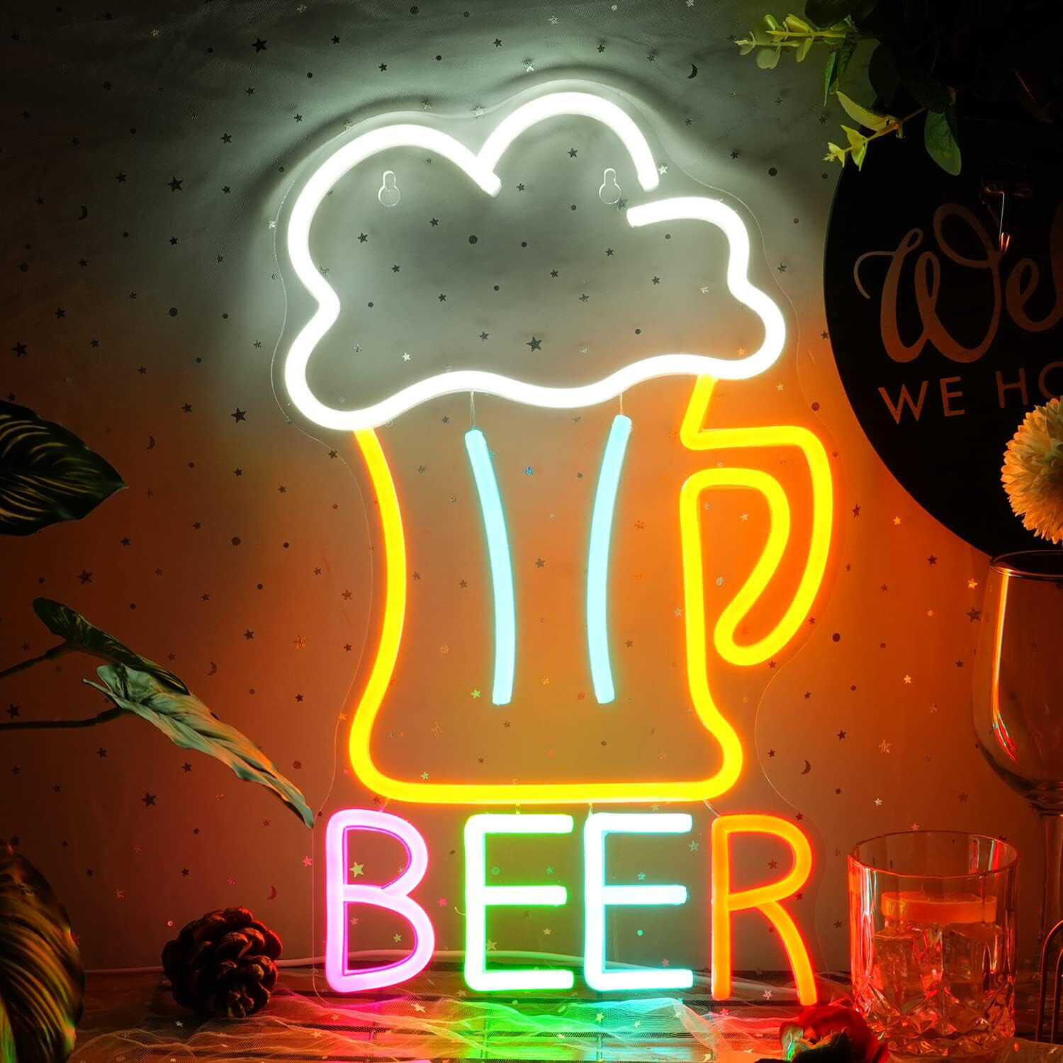 Dimmable Beer Bar Neon Sign 14x8\'\' For Man Cave Bar Pub Home Party Wall Decor
