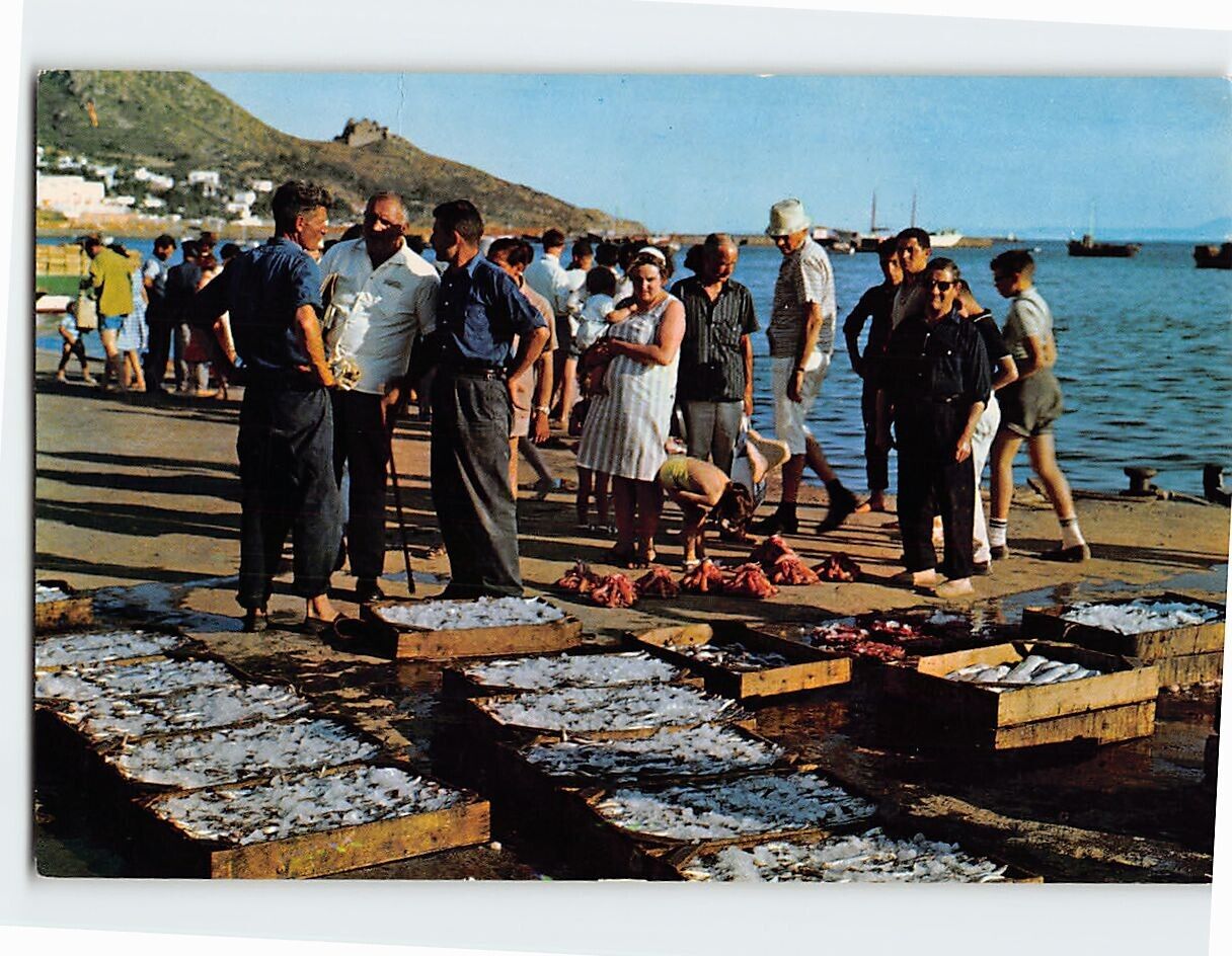 Postcard Fishermen, Typical scene, Costa Brava, Spain