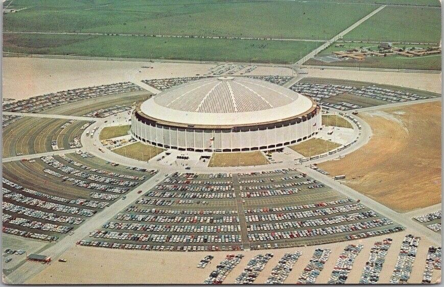 1967 HOUSTON Texas Postcard ASTRODOME Aerial View / with Parking Lot - Astros