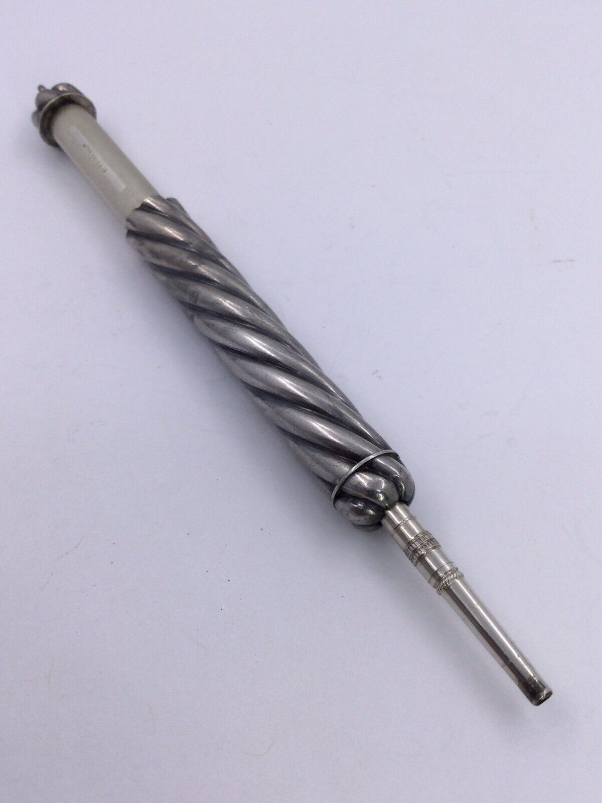 VICTORIAN LARGE MECHANICAL FANCY - STERLING PENCIL - WORKING ORDER (S859) 