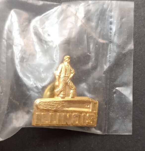 Vintage Illinois State Steel Worker Gold Tone Lapel pin