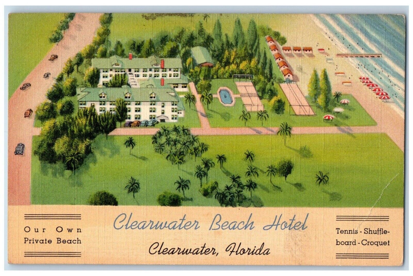 c1950\'s Clearwater Beach Hotel Clearwater Florida FL Vintage Postcard