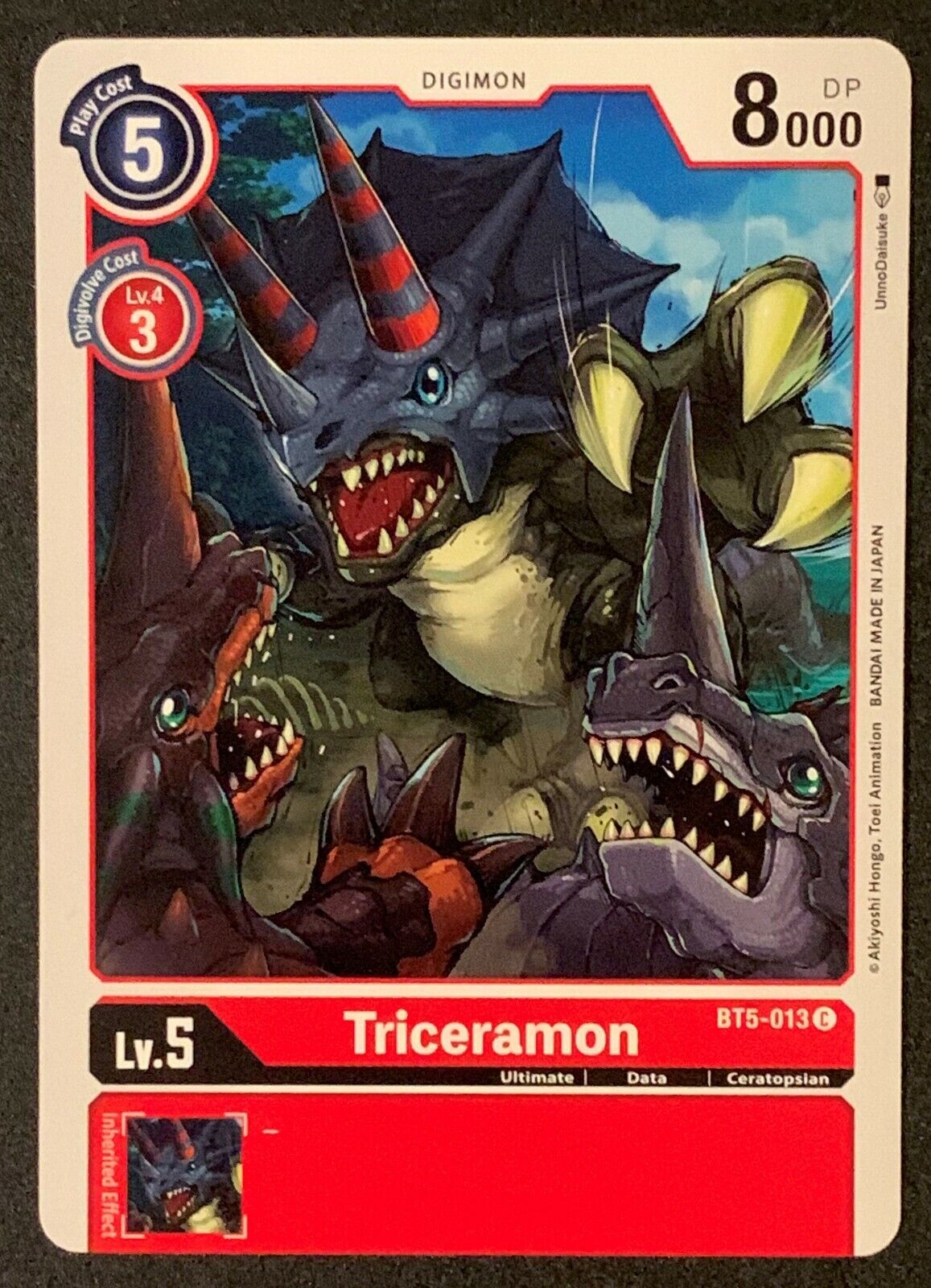 Triceramon | BT5-013 C | Red | Battle of Omni | Digimon Trading Card Game