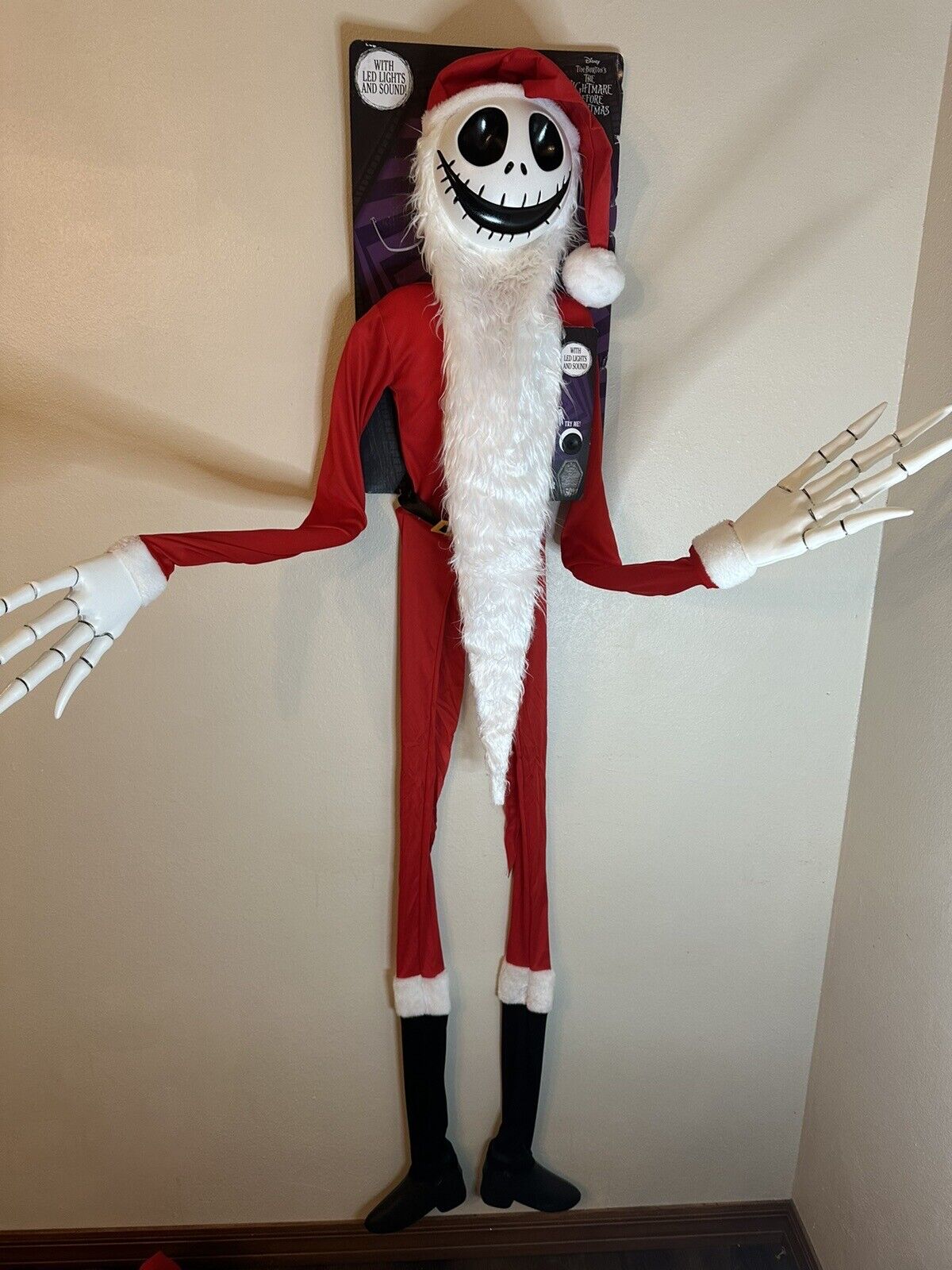 Nightmare Before Christmas Santa  6ft Hanging Jack Decor Lights/Music +More NEW