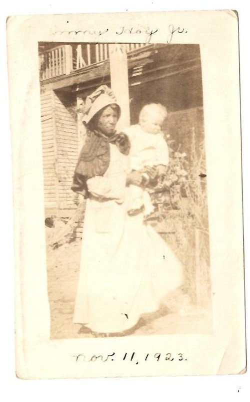 November 11 ,1923 Jimmy Hoy,Jr White Baby Black  Nanny Bonnet Shawl Long Dress