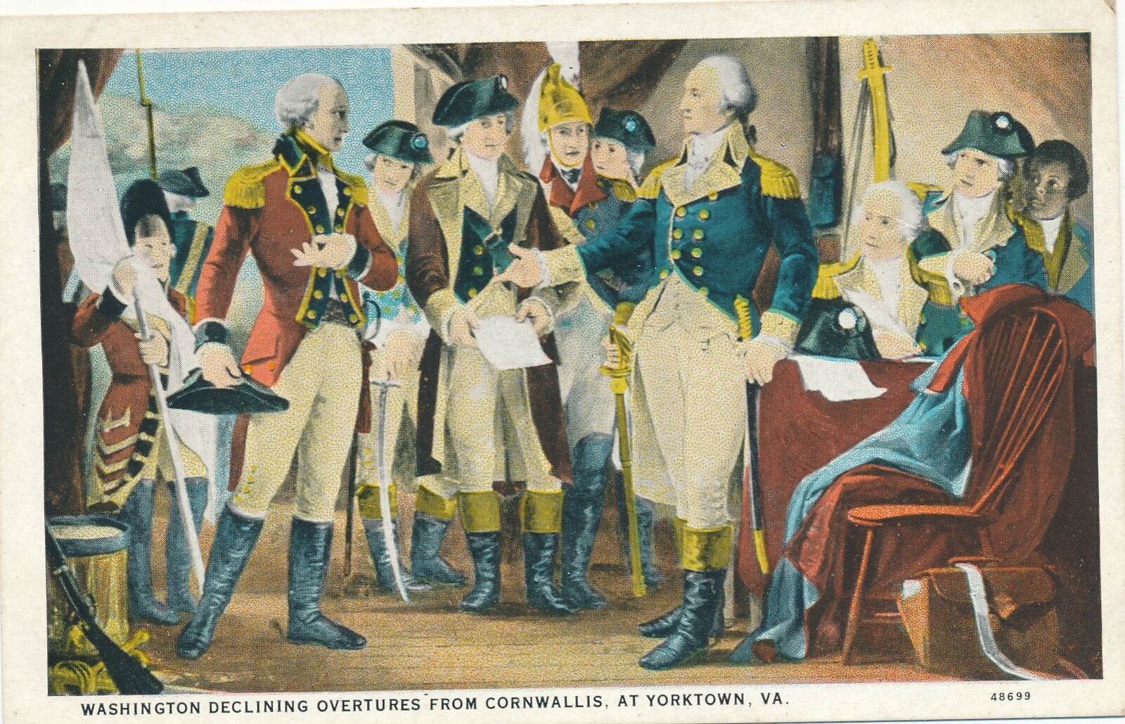 Washington Declining Overtures From Cornwallis At Yorktown Patriotic Postcard