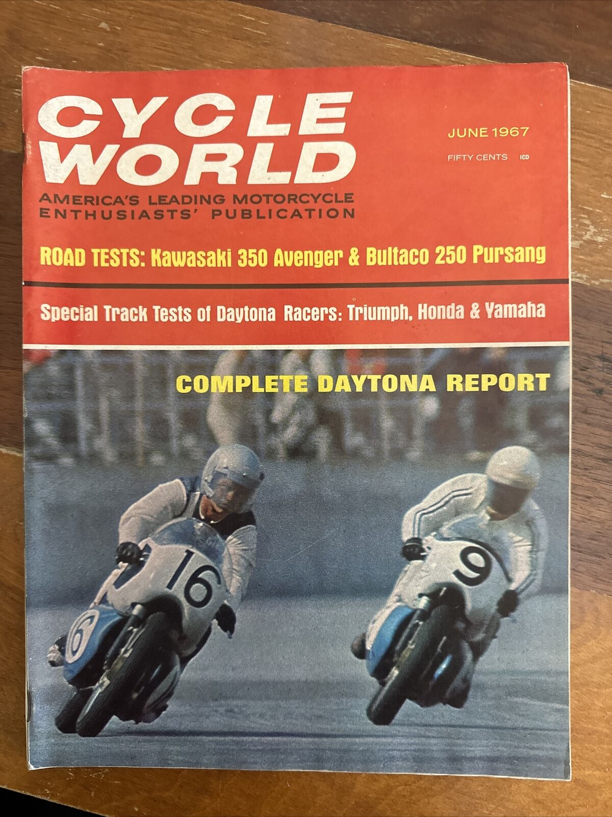  CYCLE WORLD MAG DAYTONA REPORT, KAWA 350 AVENGER, BULTACO 250 6/67 Vol 6 #6