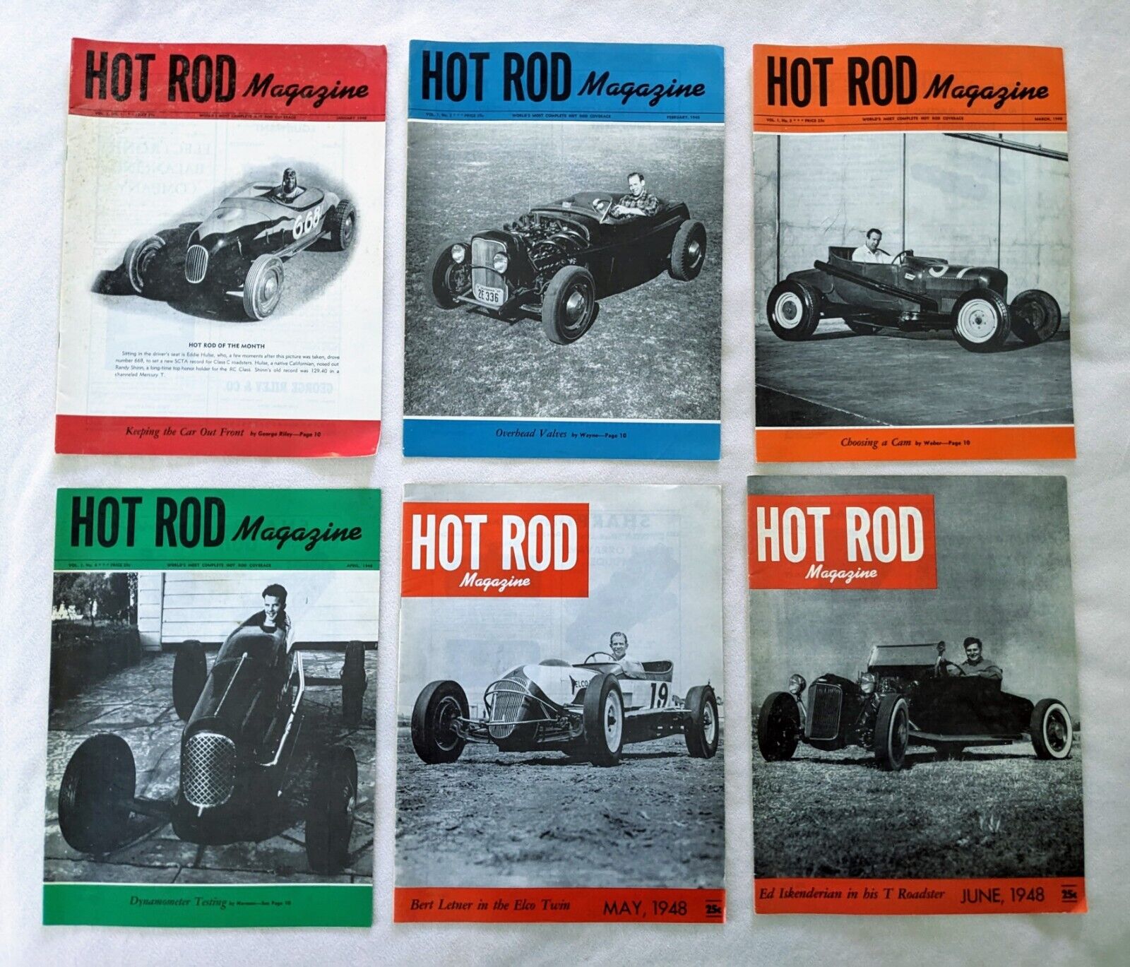 Lot of 6 1948 Hot Rod Magazines - Jan Feb Mar Apr May Jun - Reprints from 1987