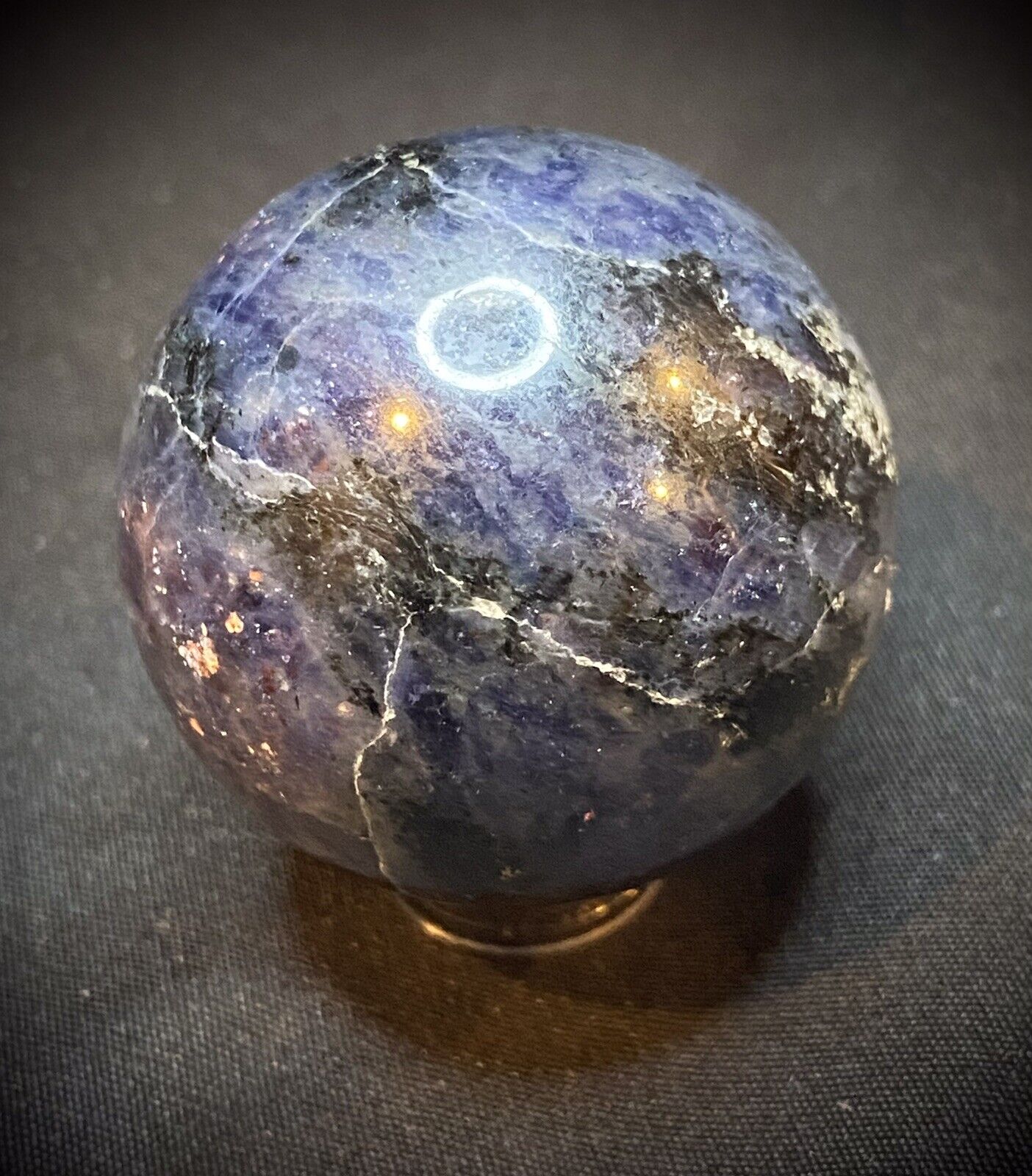 Iolite Sphere With Stand 74 Grams