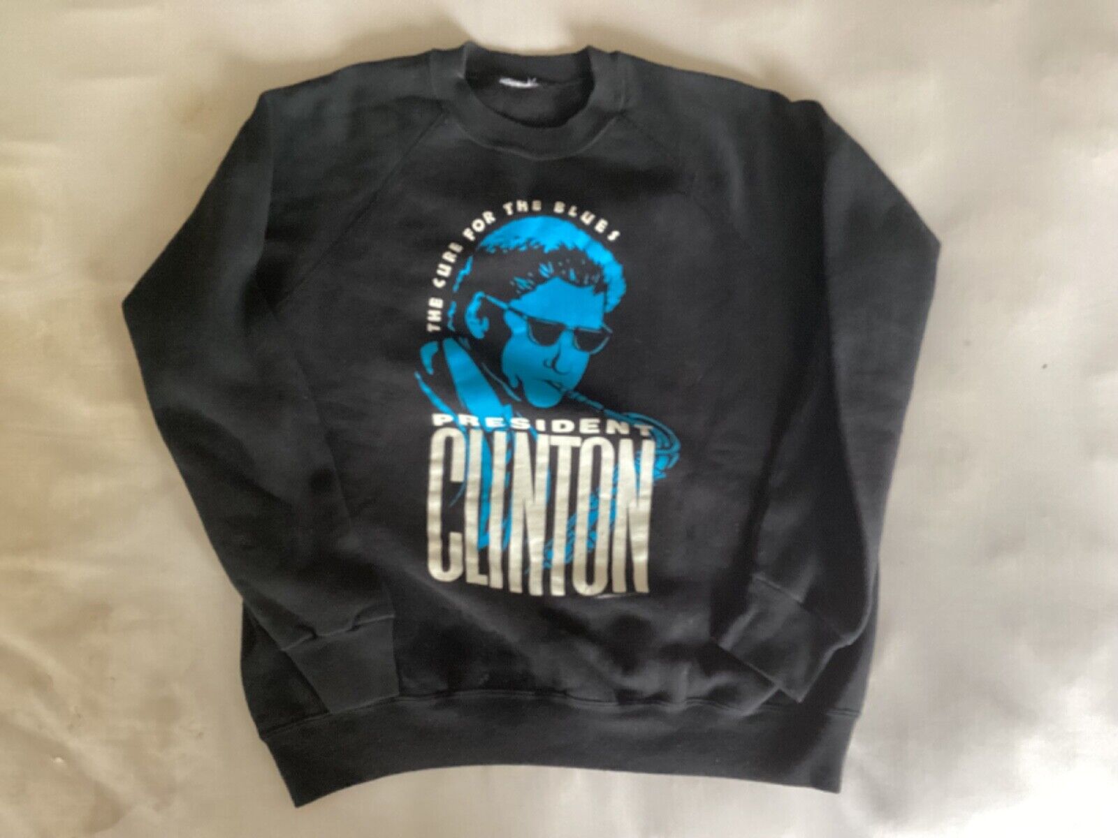 Bill Clinton for President The Cure for the Blues Saxophone 1992 Bk Sweatshirt L