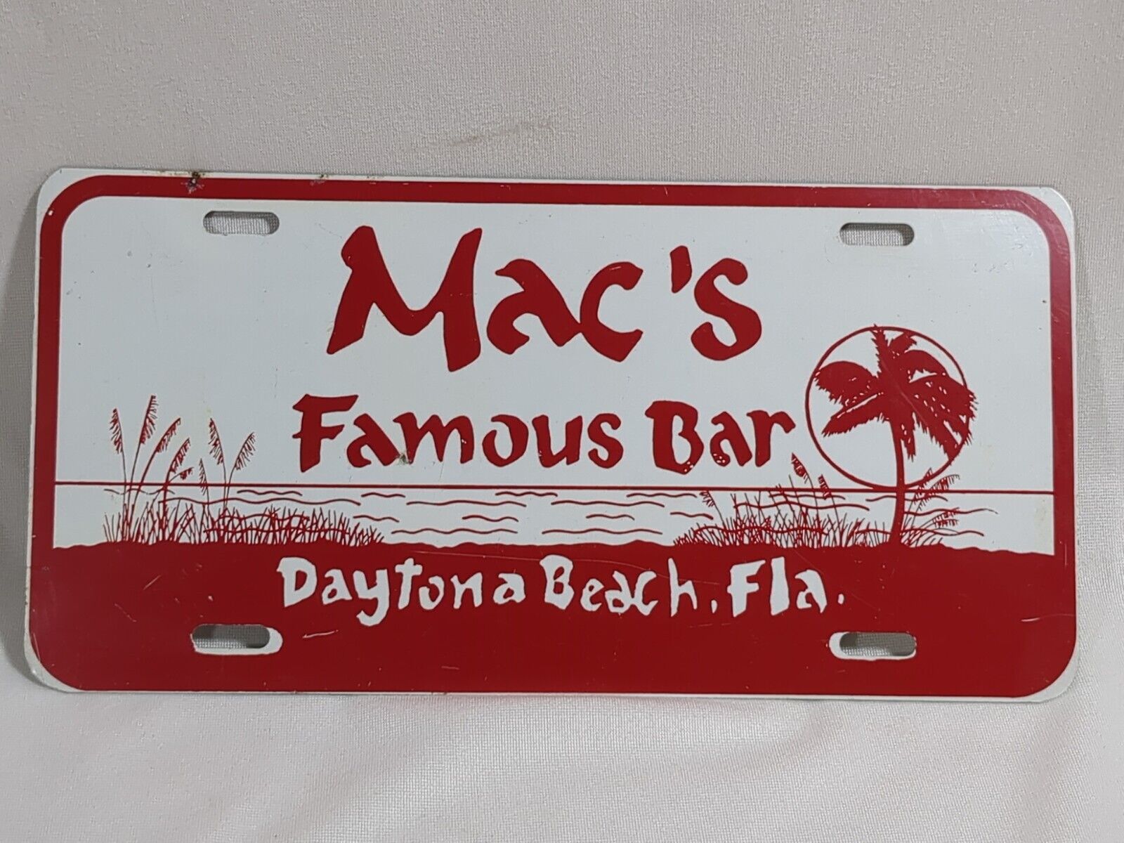 Vintage MAC’S Famous BAR Daytona Beach Florida FL Metal Booster License Plate