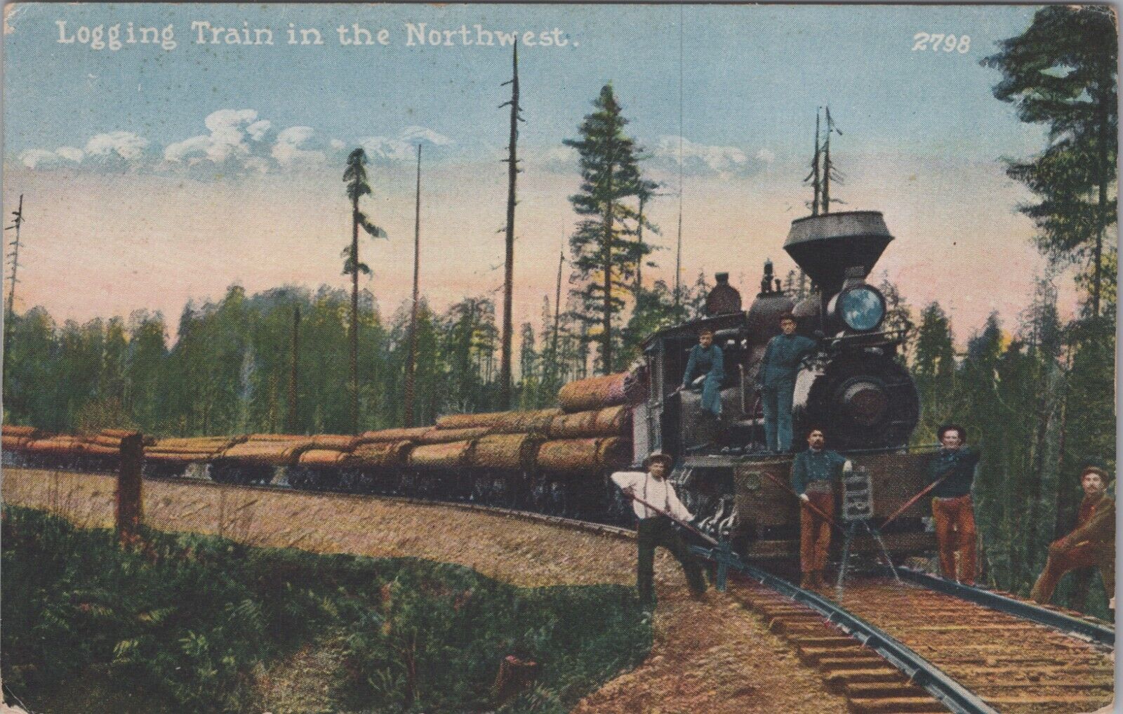 MR ALE c1905s Western Washington Logging Train Postcard UNP B2845