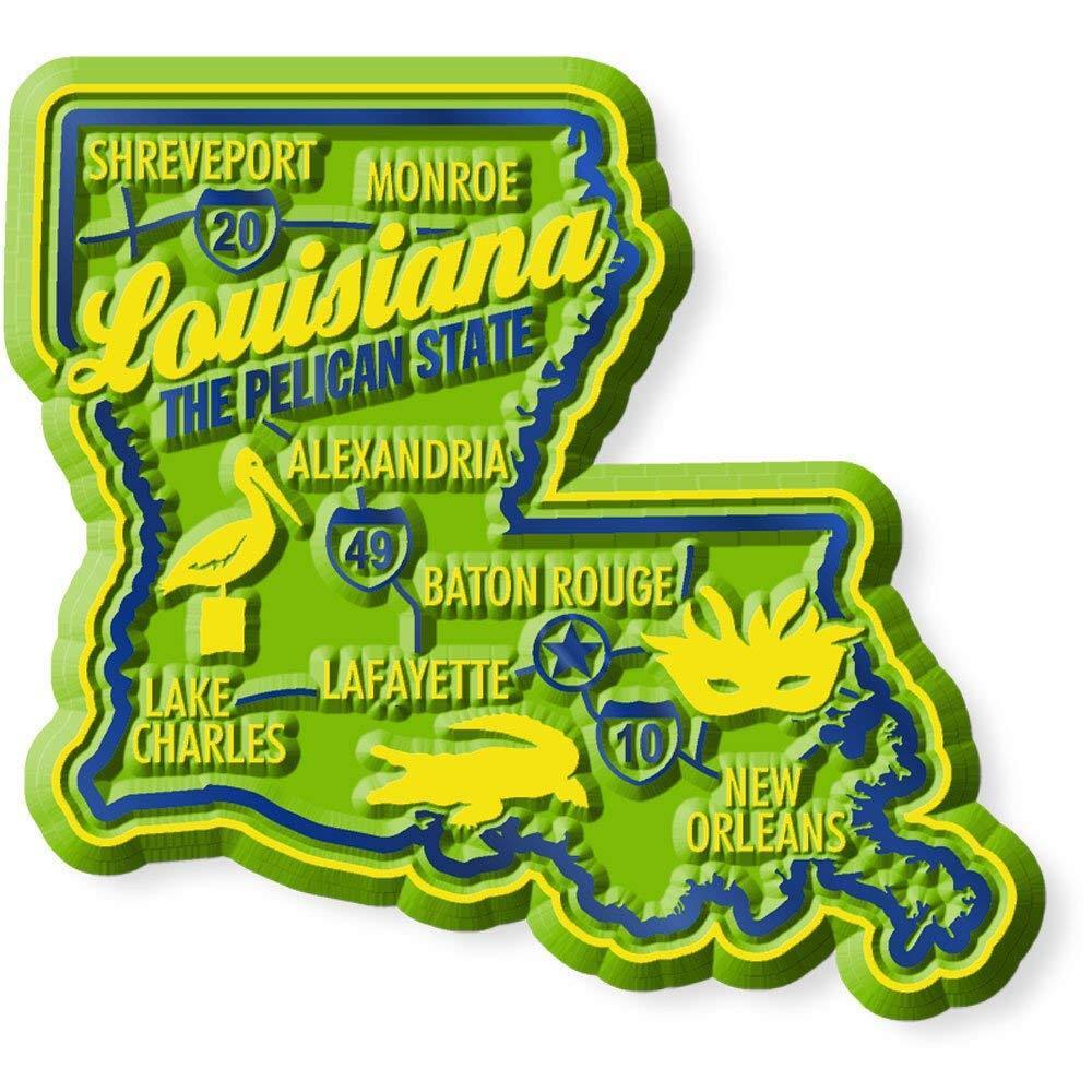 Louisiana the Pelican State Premium Map Fridge Magnet