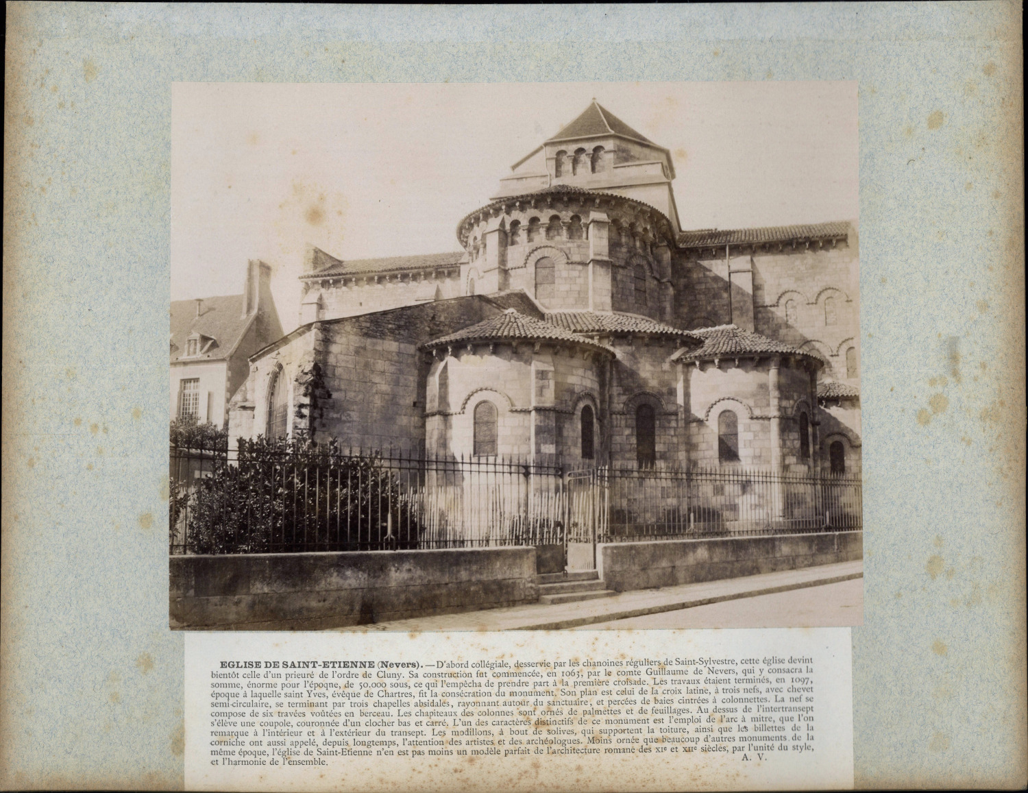 France, Nevers, Church of Saint-Etienne vintage print period print print print  