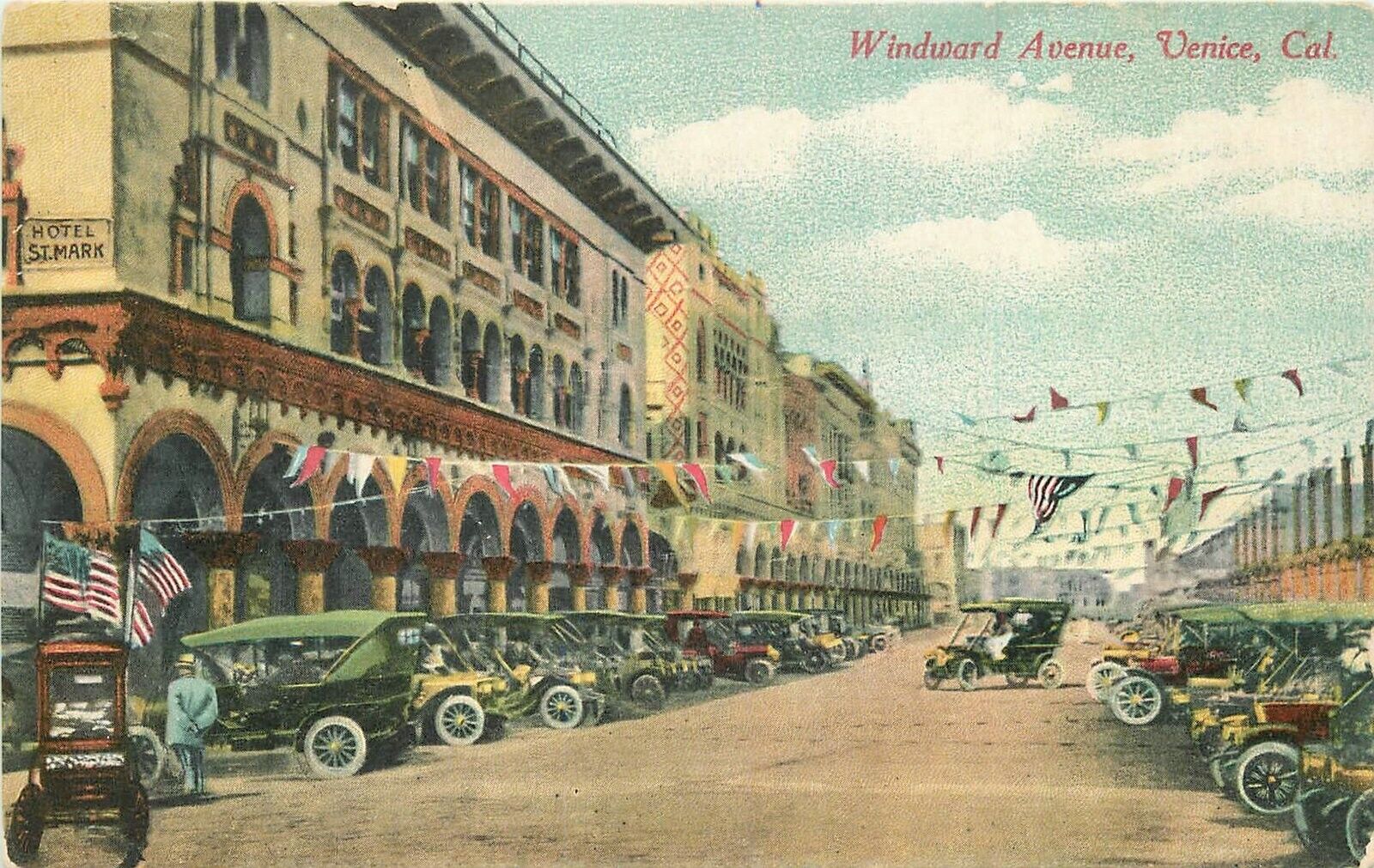 Postcard C-1910 California Venice automobiles Woodward Avenue Newman 23-12787
