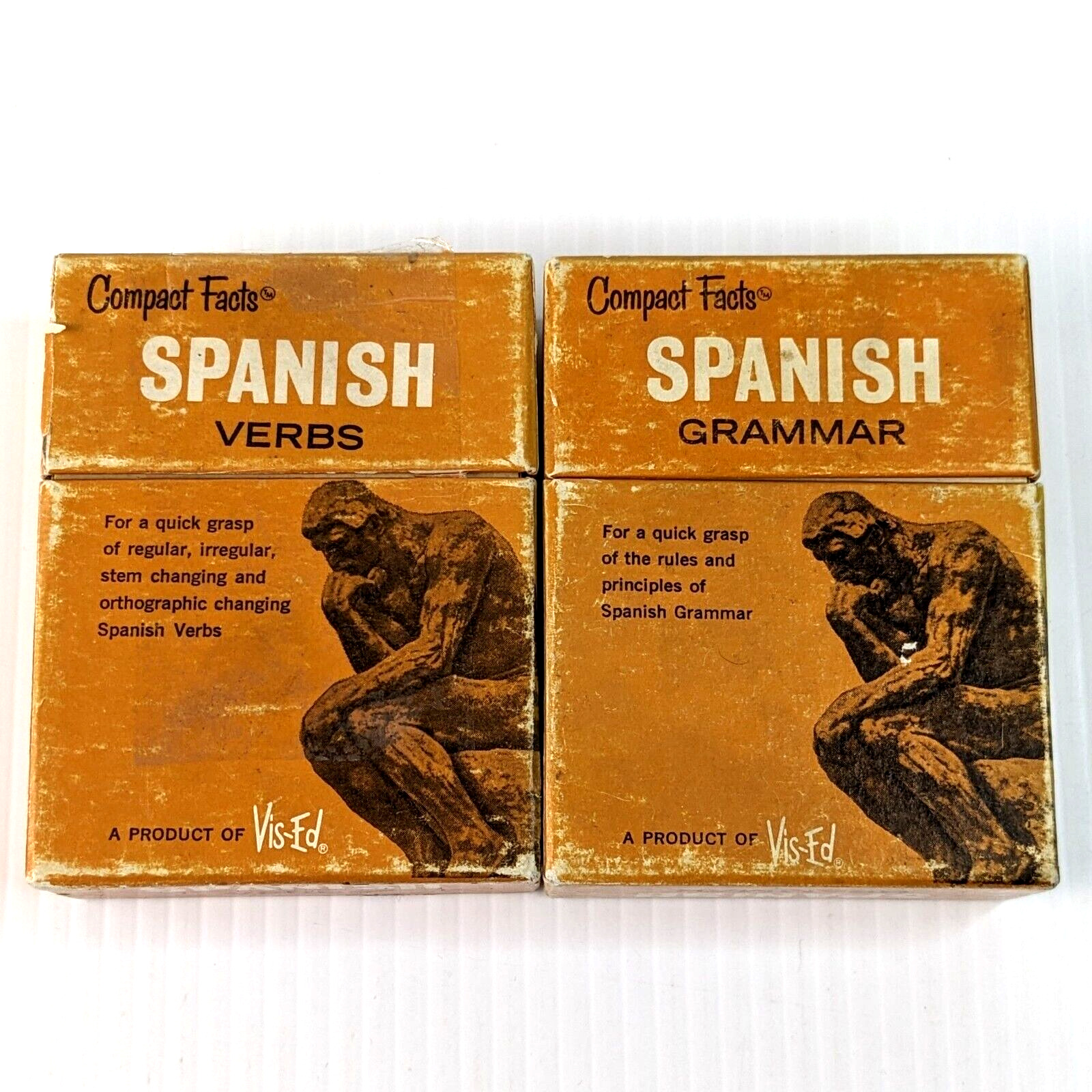 Vis-Ed Compact Facts Spanish Grammar & Verbs Flash Cards 1963 Learn to Speak